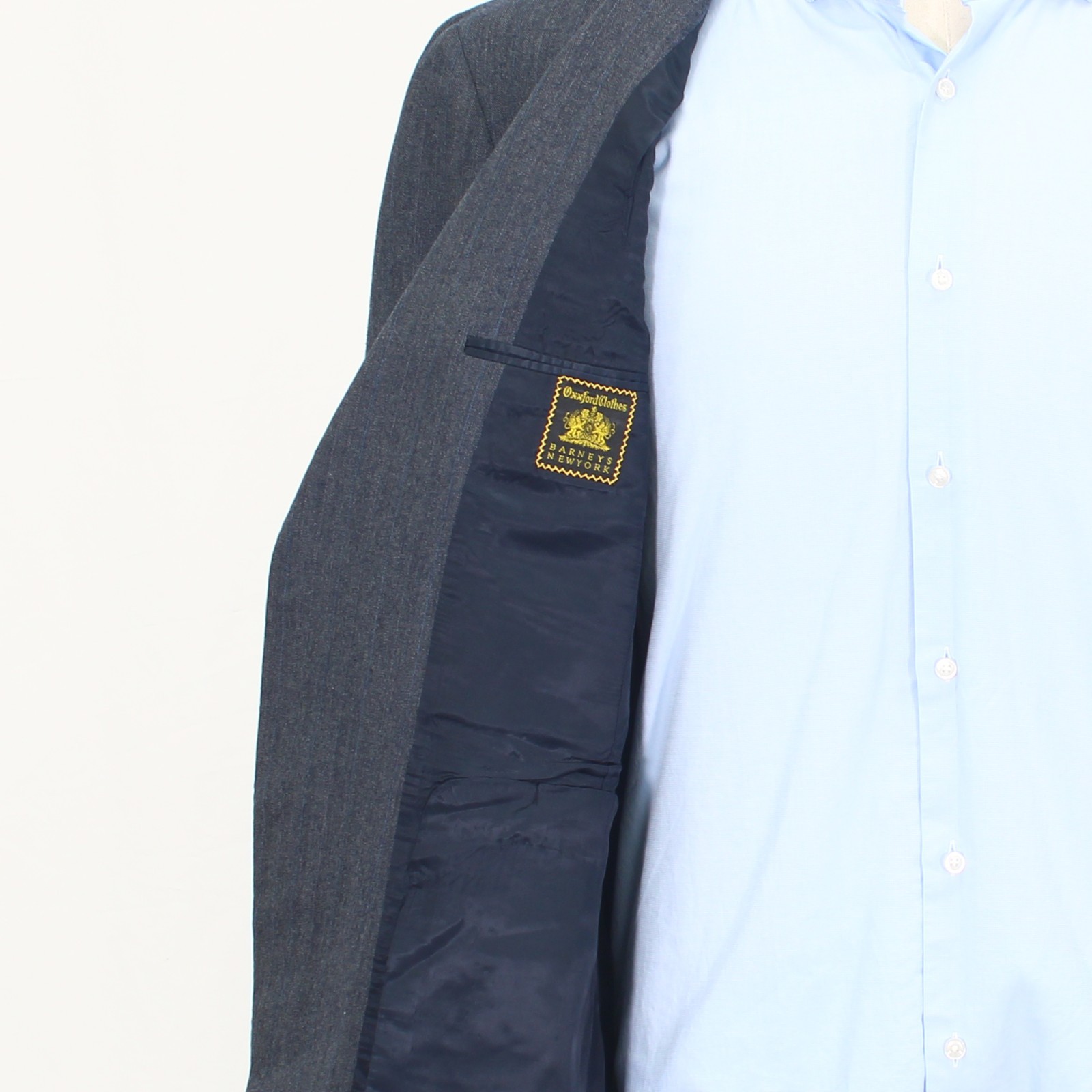 Oxxford 48R 40×28 Blue Full Suit Stripe 2-Button Wool