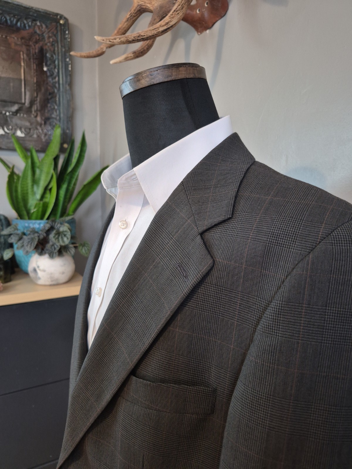 🇺🇸 Vtg Chaps Ralph Lauren Mens Wool Sports Coat 42R Dark Taupe 2 Button