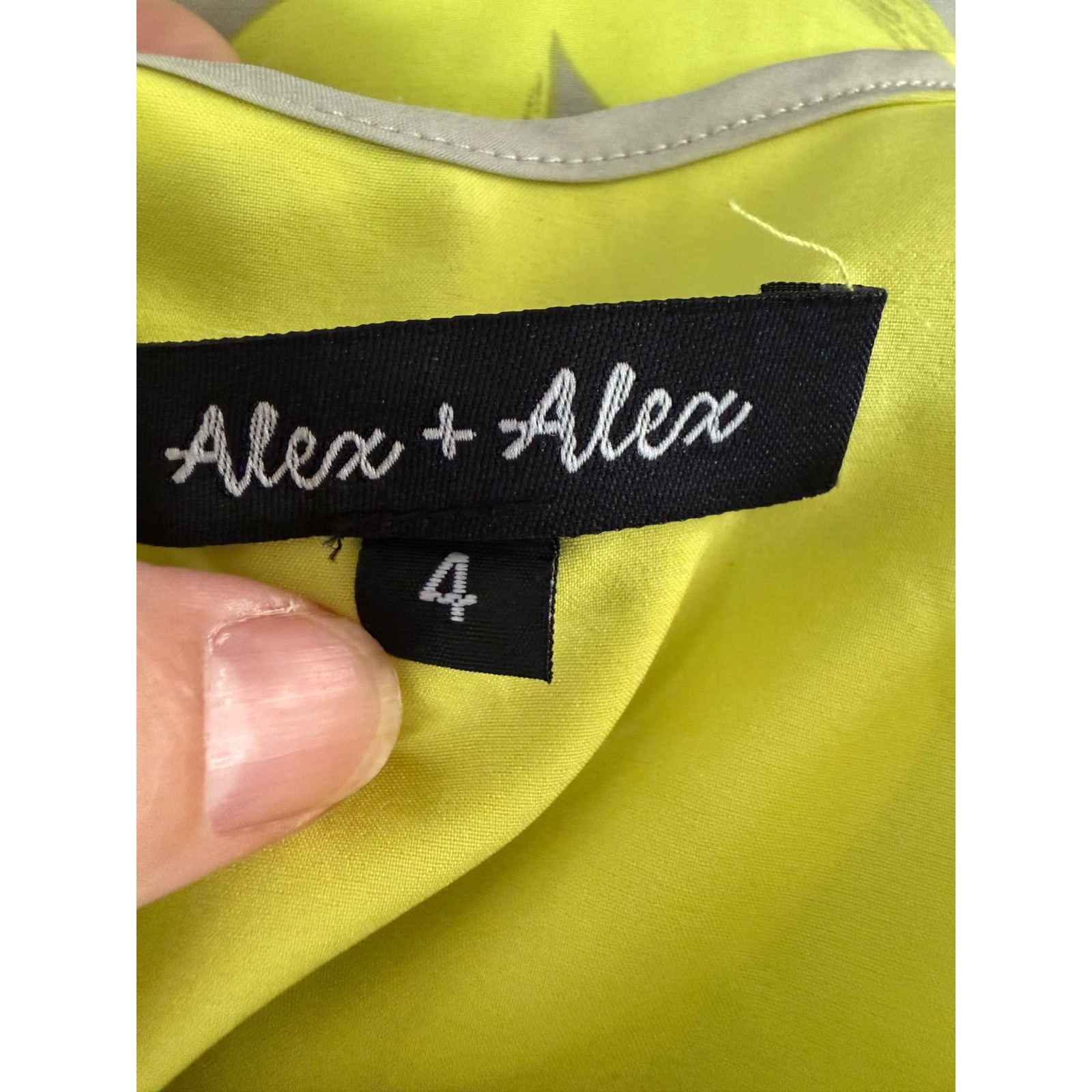 Alex + Alex Neon Yellow Tan Floral Pleated Fit & Flare Dress Size 4 Made in NYC