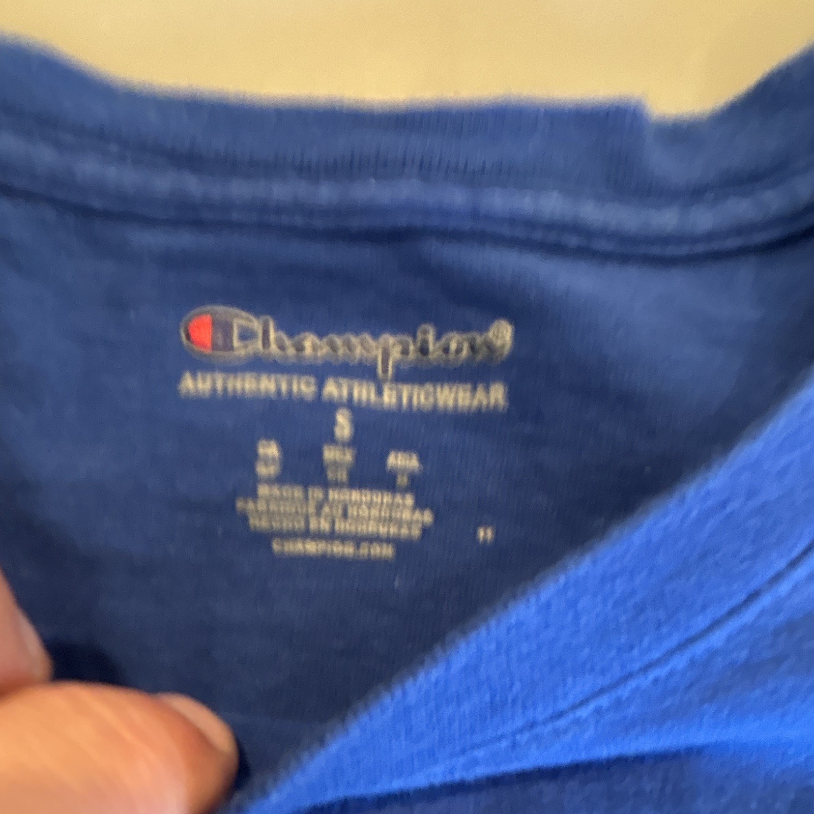 Champion Men’s S Blue Logo Graphic Print Crew Neck Cotton Short Sleeve Tee