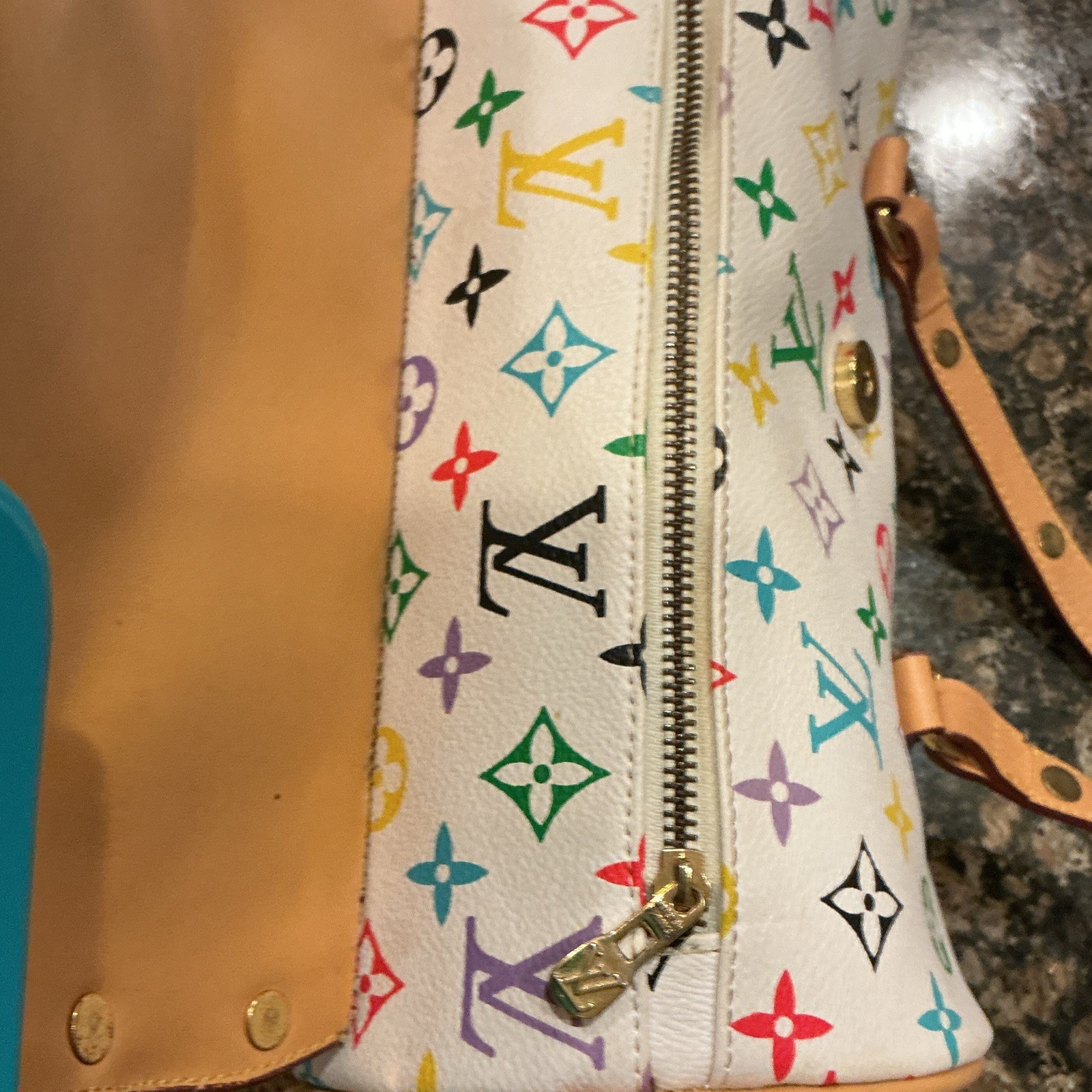 Louis Vuitton Monogram Multicolore White Papillon Cylinder Satchel w/ Padlock