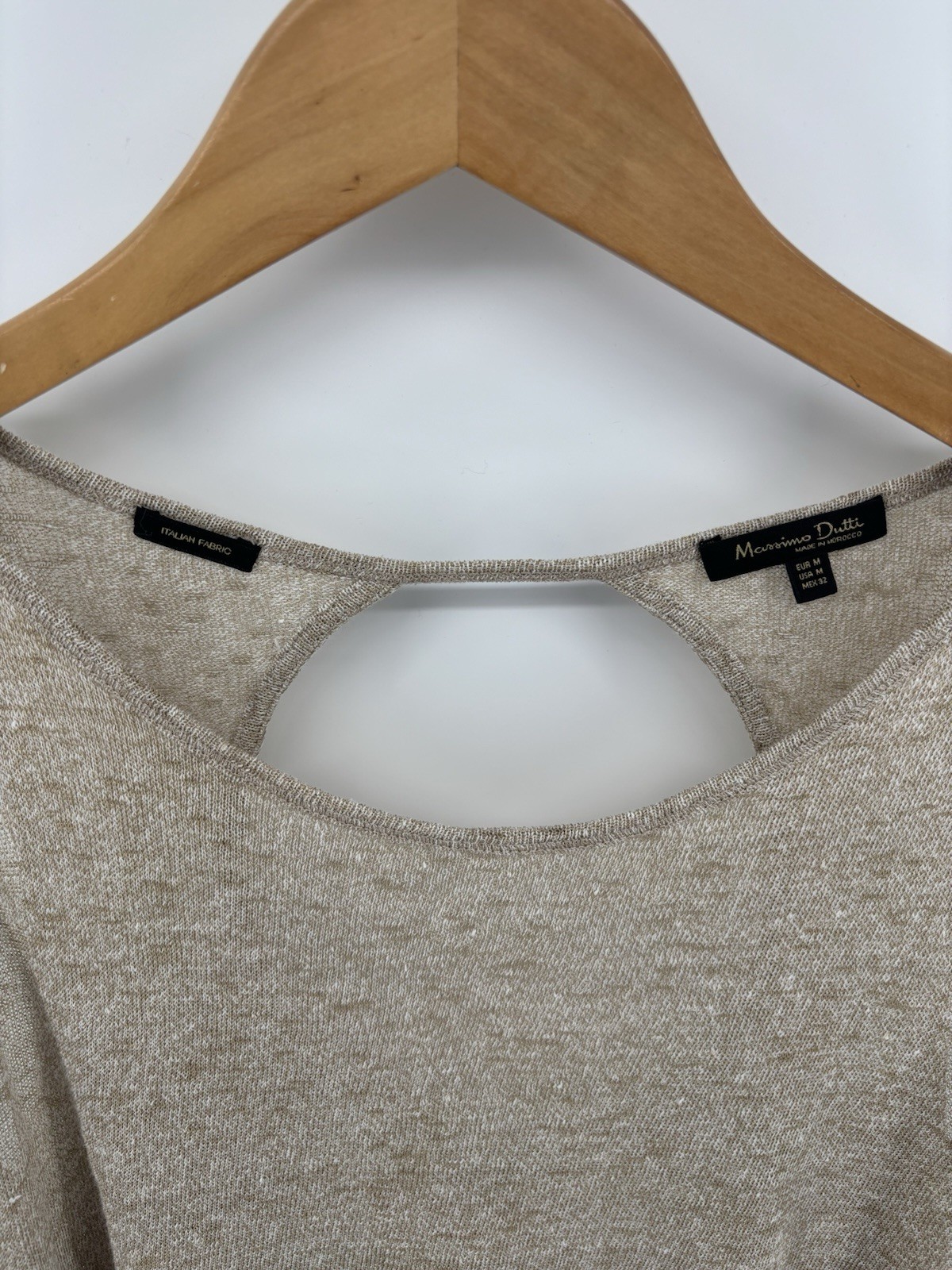 Massimo Dutti Sleeveless Tank Top Sz M Italian Linen Keyhole Back Old Money