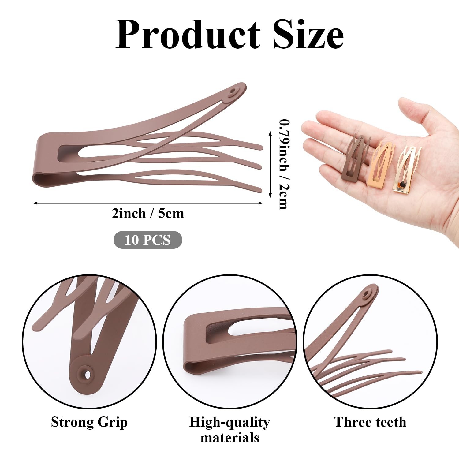 10 Pcs Double Grip Hair Clips, Metal Snap Hair Clips Hair Barrettes for Women…