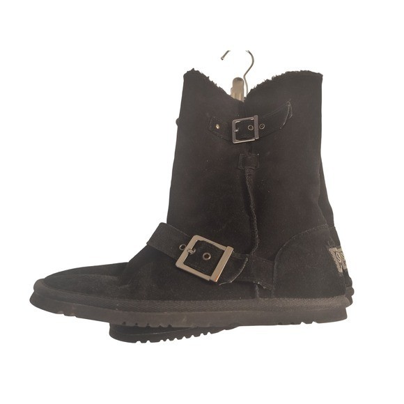 Skechers Australia Black Faux Fur Lined Buckle Accent Boots US 8