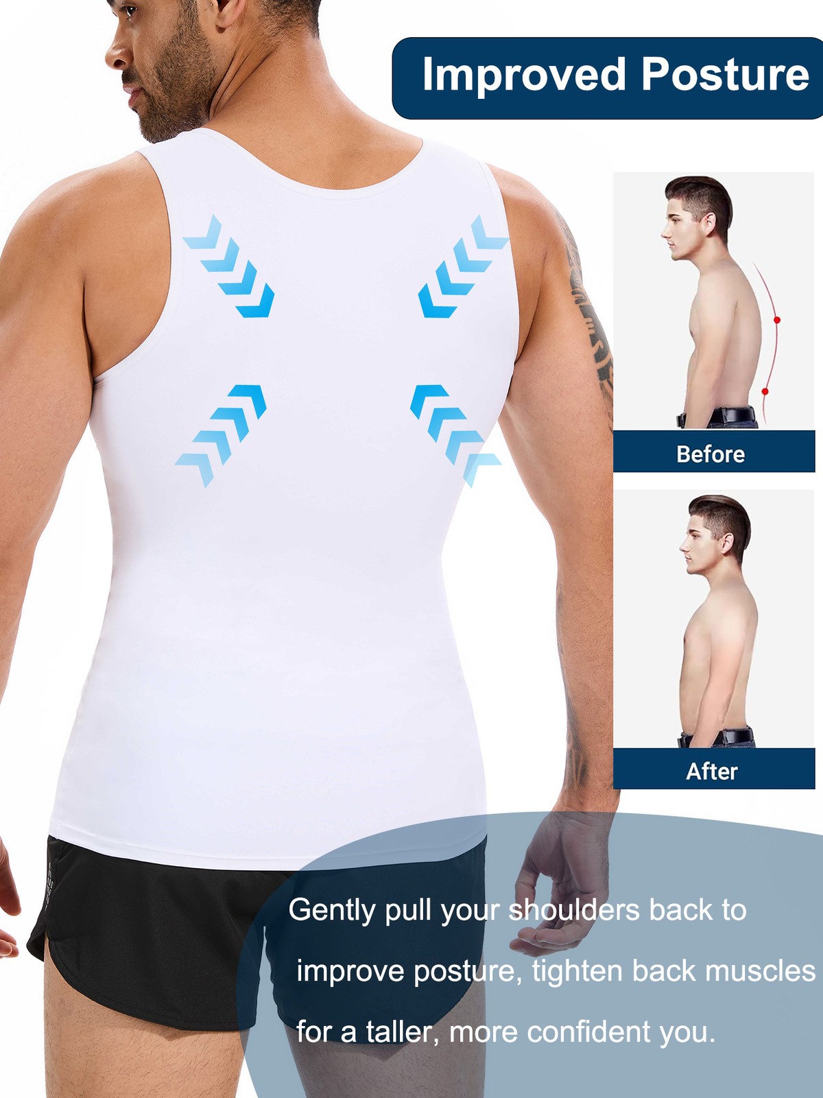 Mens Body Shaper Gynecomastia Compression T-Shirt Slimming Belly Chest Tank Top