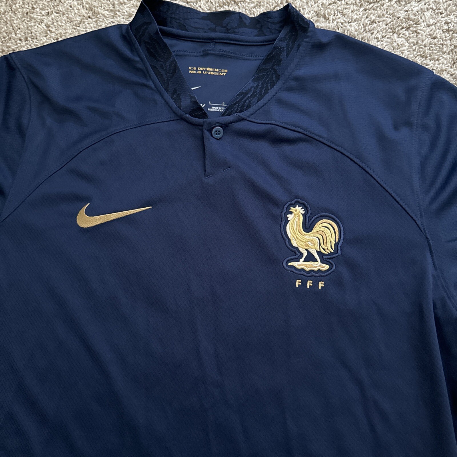 Nike World Cup FIBA France FFF Stadium Home Soccer Jersey DN0690-413 Mens Size L