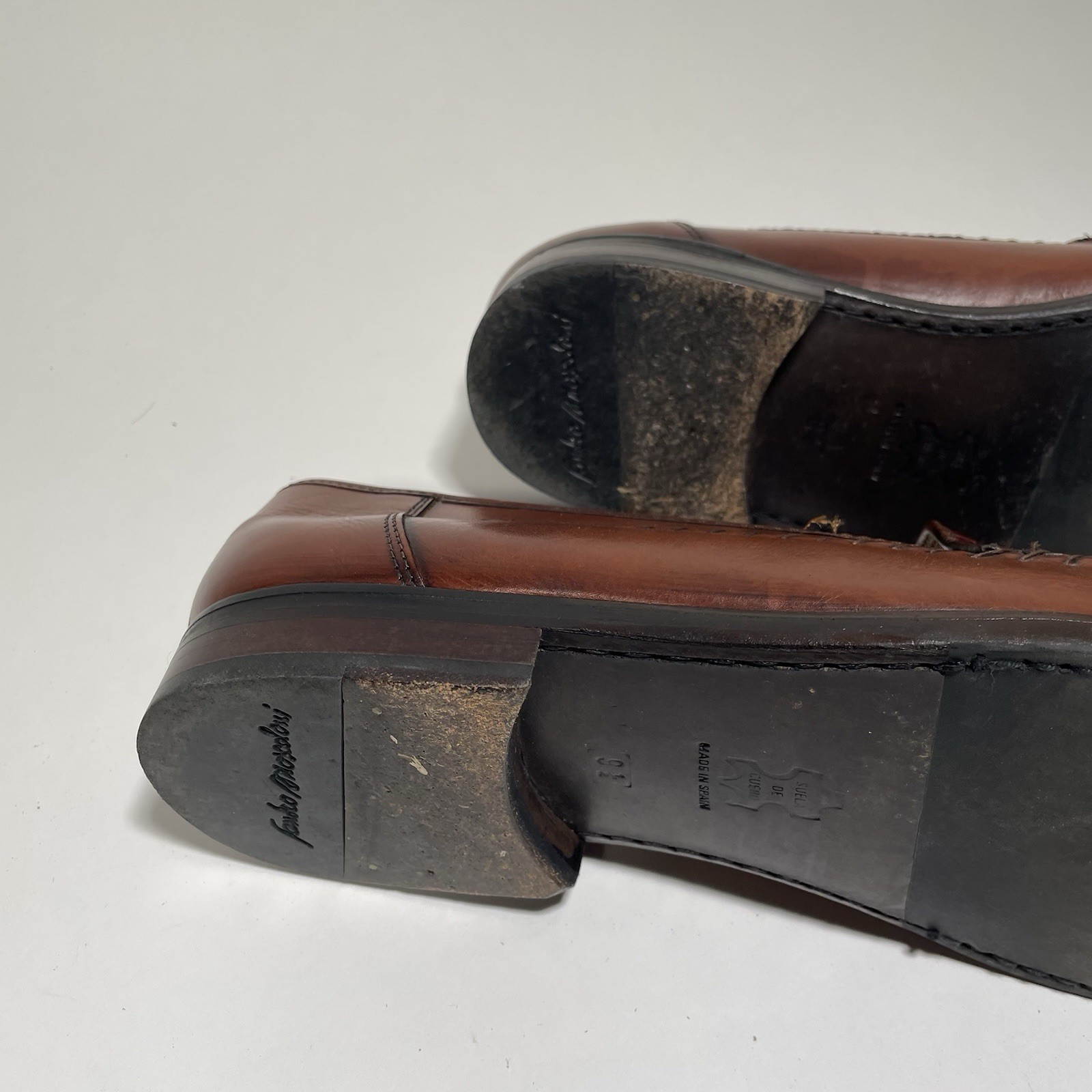 Sandro Moscoloni Men’s Penny Loafers Brown Leather Crocodile Embossed Size 9.5