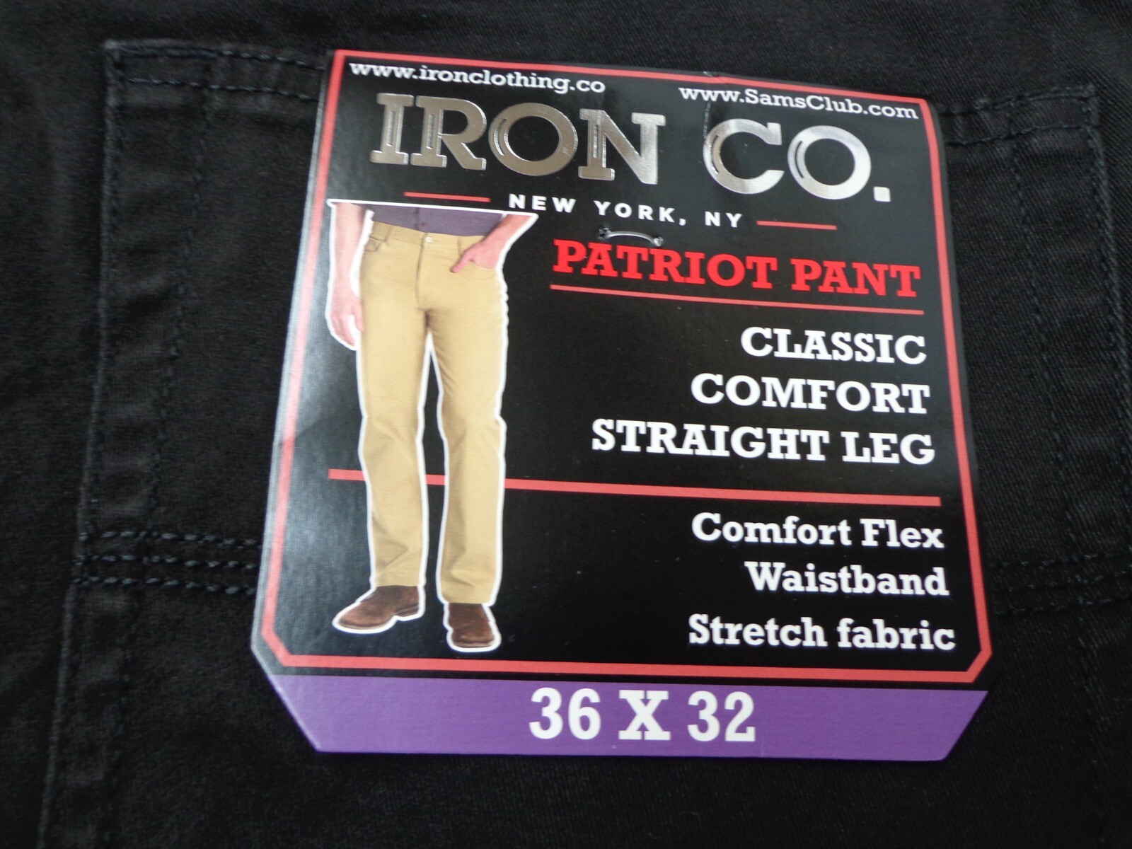 Iron Co. Men’s Classic Stretch Comfort Patriot Pants Black 36 x 32
