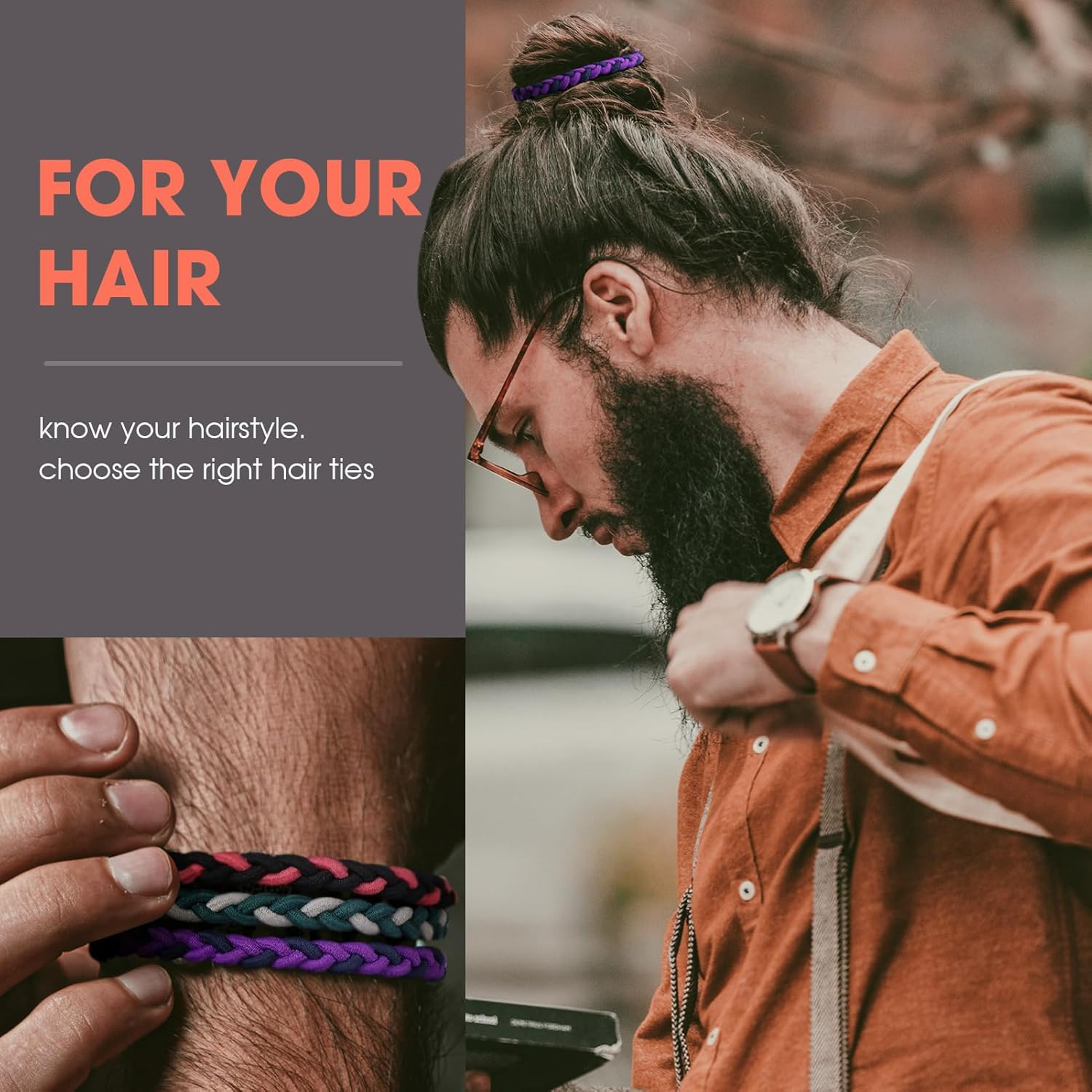 10Pcs Braided Hair Ties for Thick, Curly Hair – No Crease Coils for Men’S Buns &