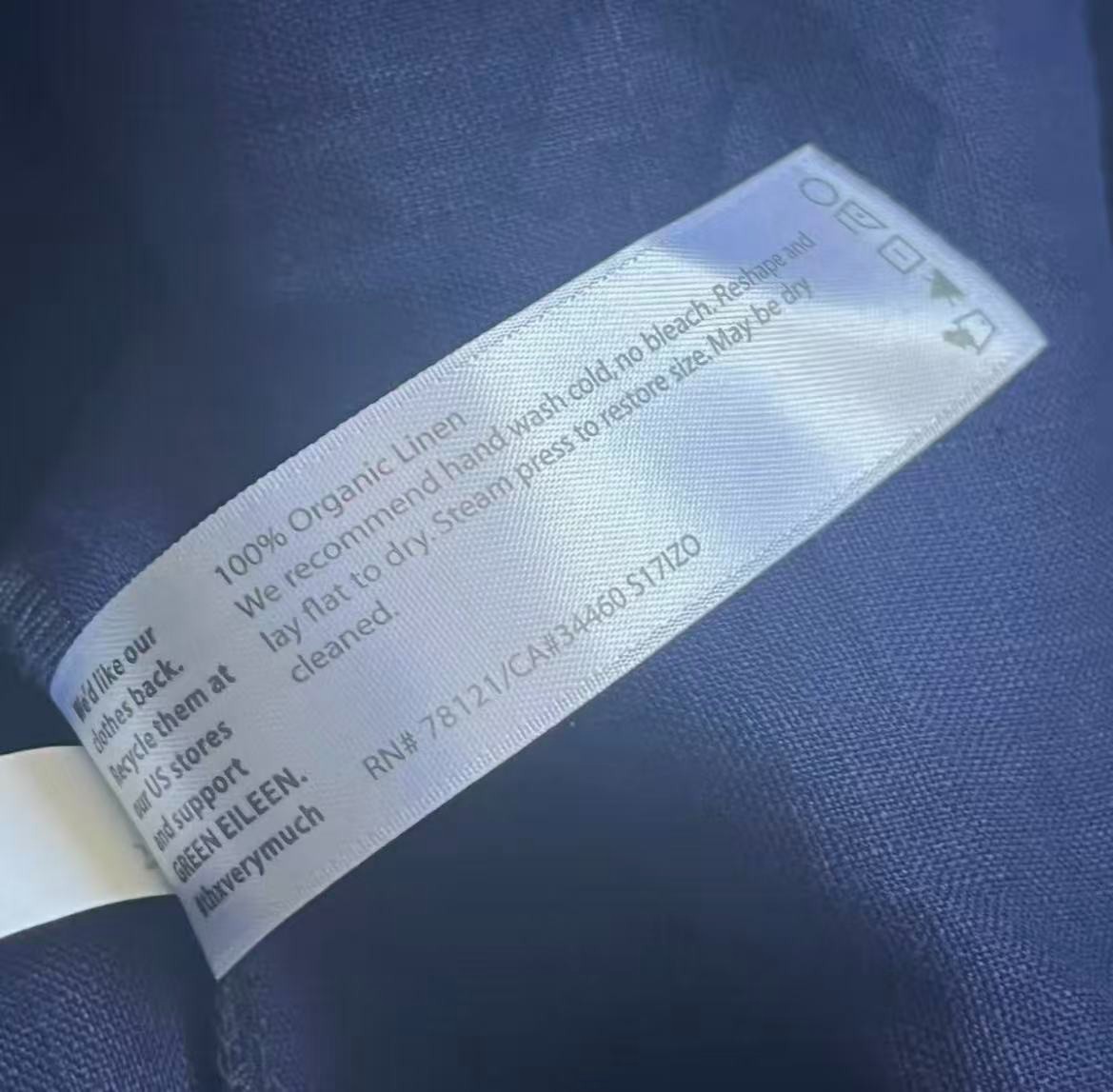 Eileen Fisher Washed Organic Linen Delave Mandarin Collar Shirt Size 1X