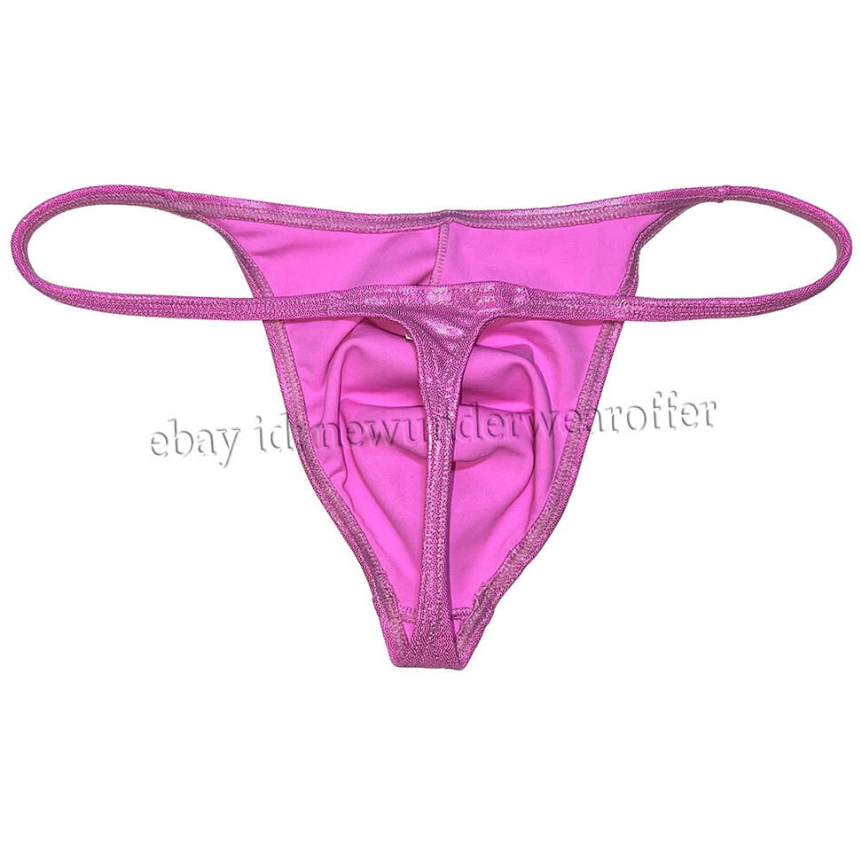 Men Shiny Bikini Thong Underwear Low-rise G-string Bulge Pouch T-back Jockstrap