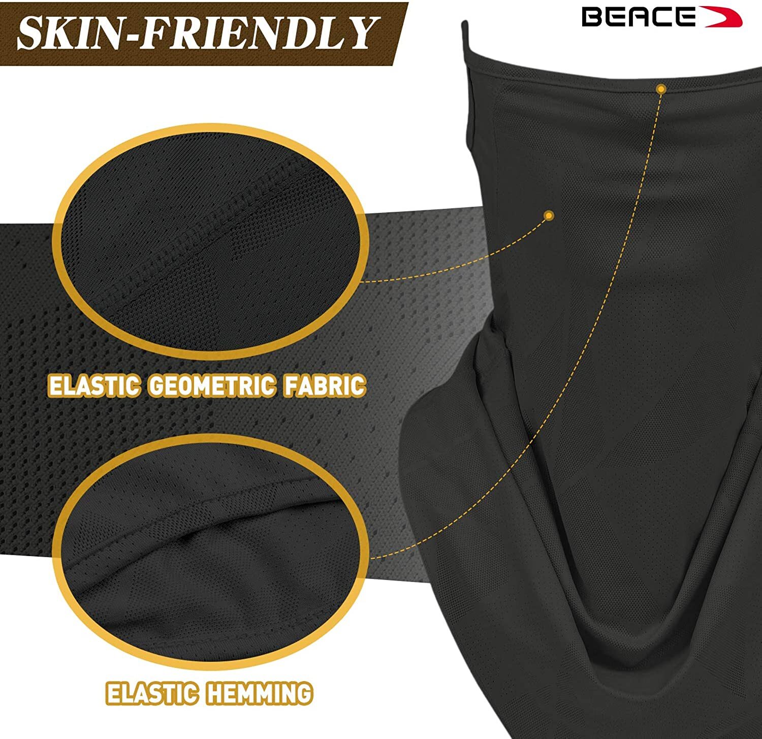 Sun Protection Scarf Face Mask Breathable Face Cover Neck Gaiter with Ear Loops