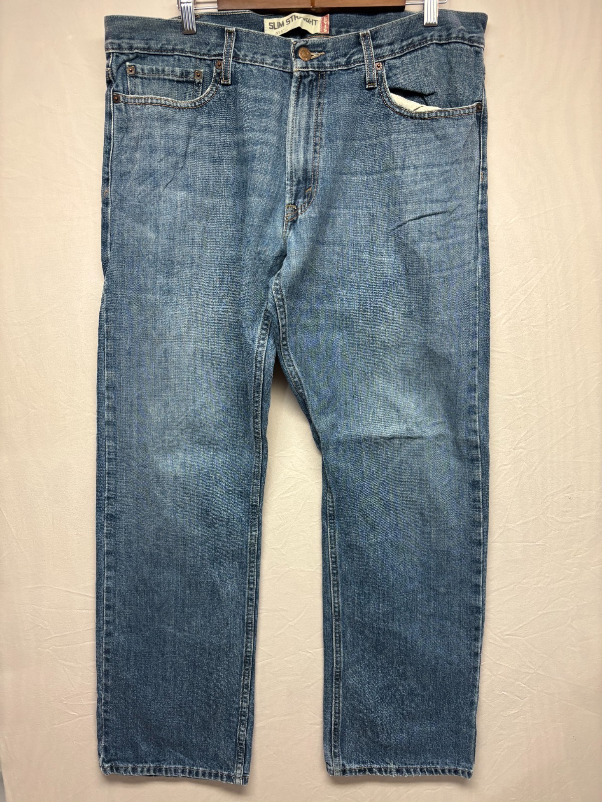 Levi’s 514 Jeans Mens Blue Denim Medium Wash Slim Straight Leg 5-Pockets 38×32