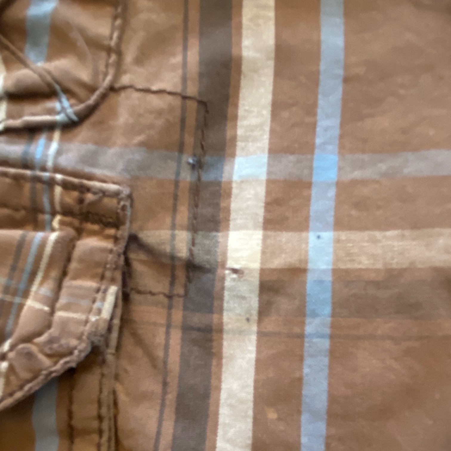 Lee Dungarees Men’s Plaid Beige White Blue Cotton Cargo Shorts Pockets Size 36