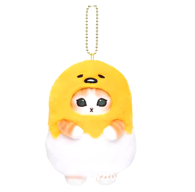New Gudetama Mofusand Plush Cat Keychain Bag Fluffy Key Charm Yellow Toy Gift