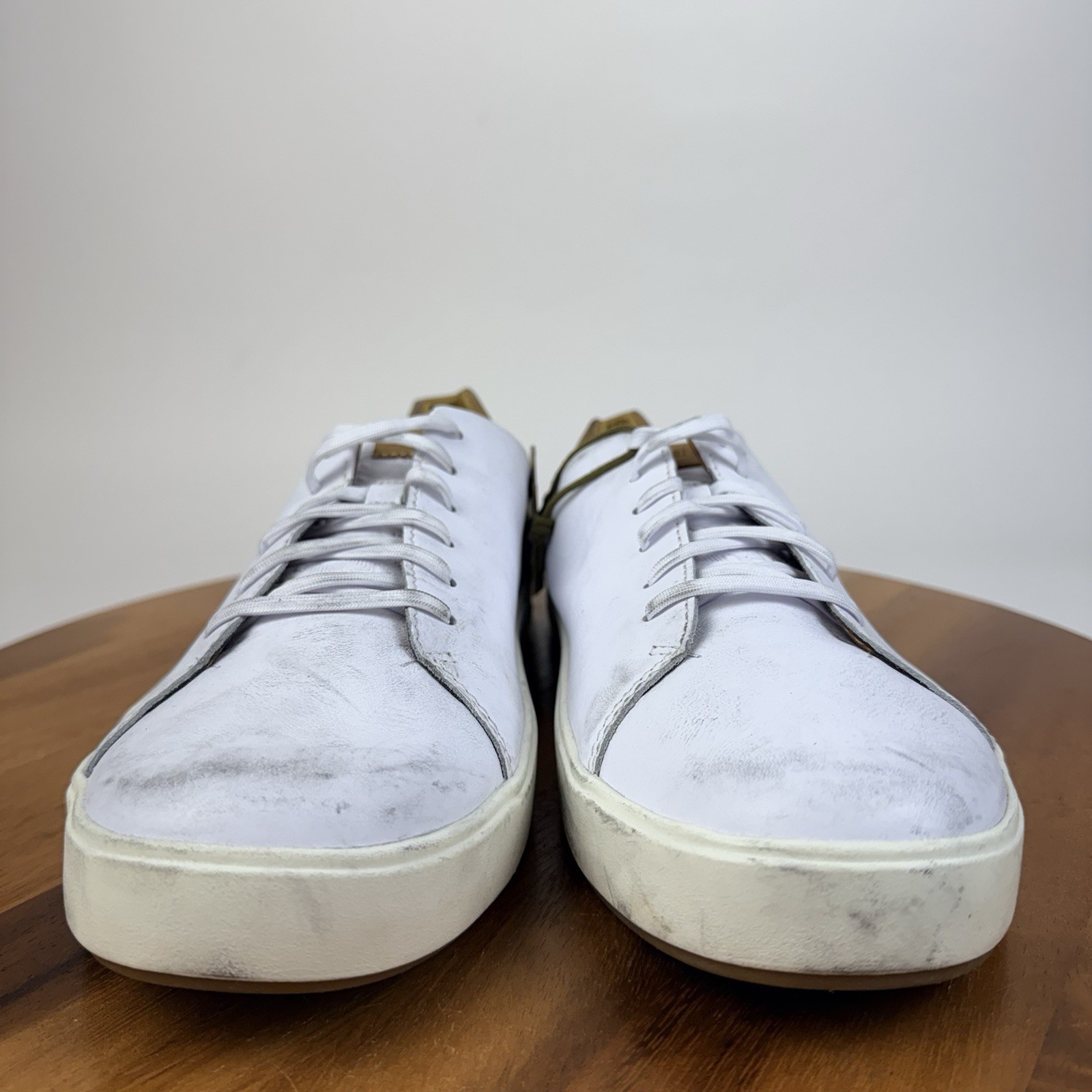 New NWT Mens Olukai Lae’ahi Li ‘Ili White Leather Casual Sneakers Size 11 M