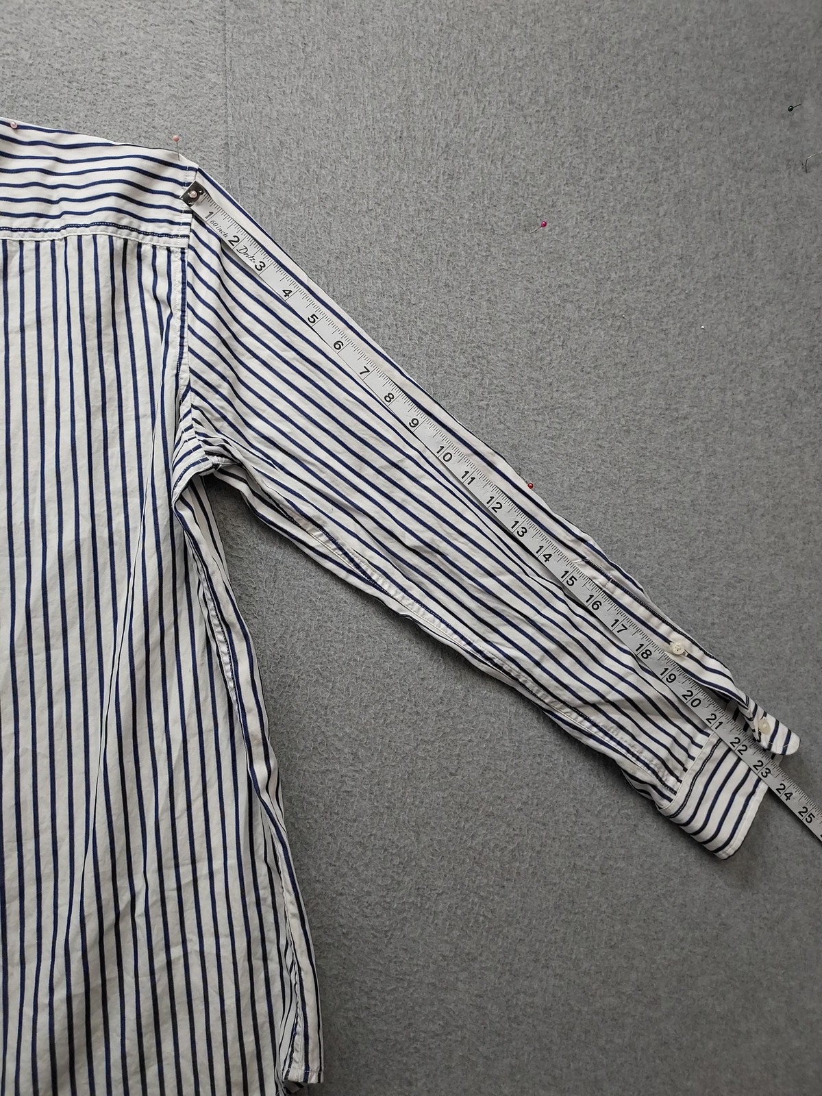 Lauren Ralph Lauren Shirt Womens Large White Blue Striped Button Up Long Sleeve