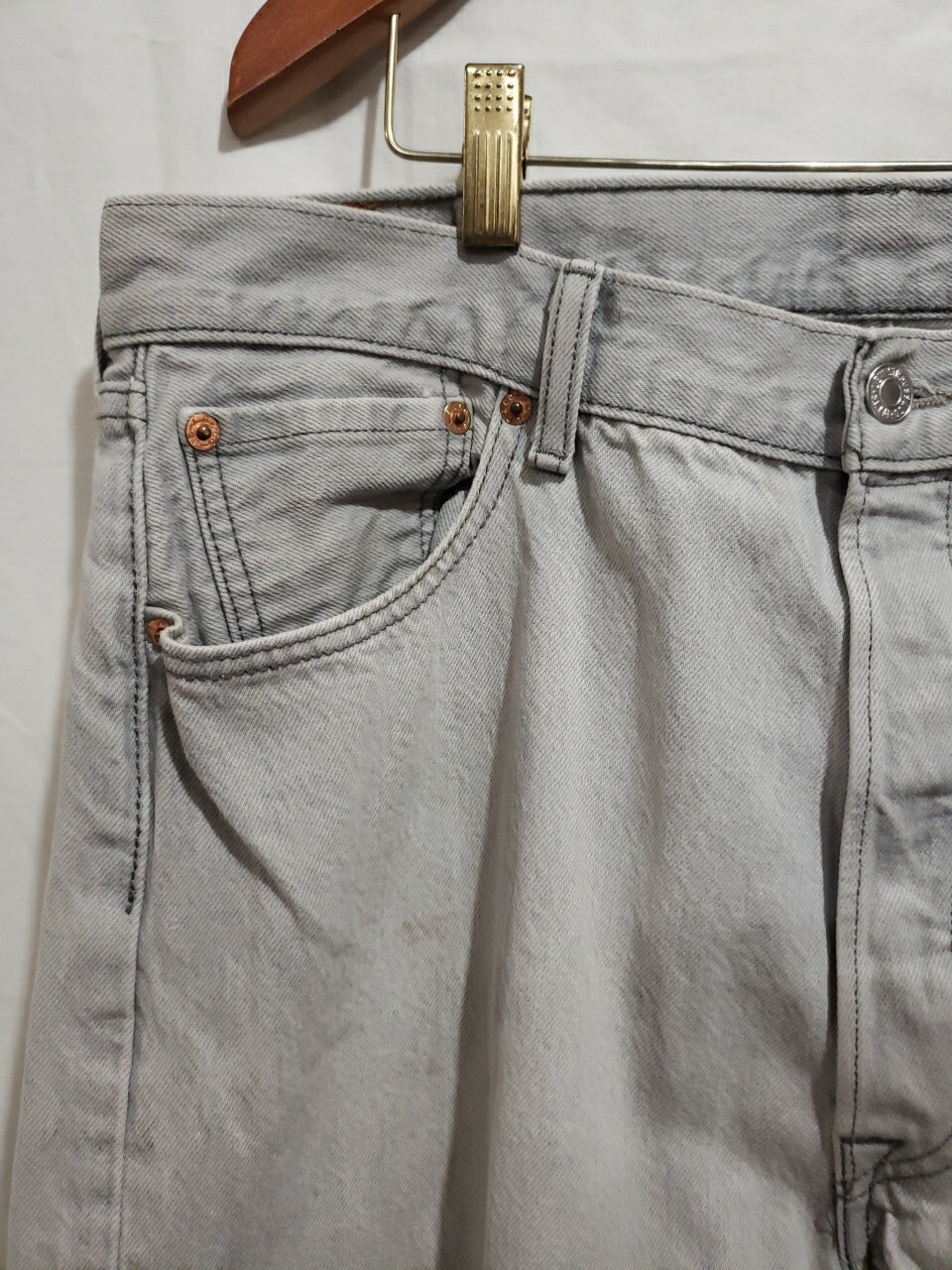 Vintage LEVI JEANS 501 Original Shrink-to-Fit Straight Button Fly Gray 90s