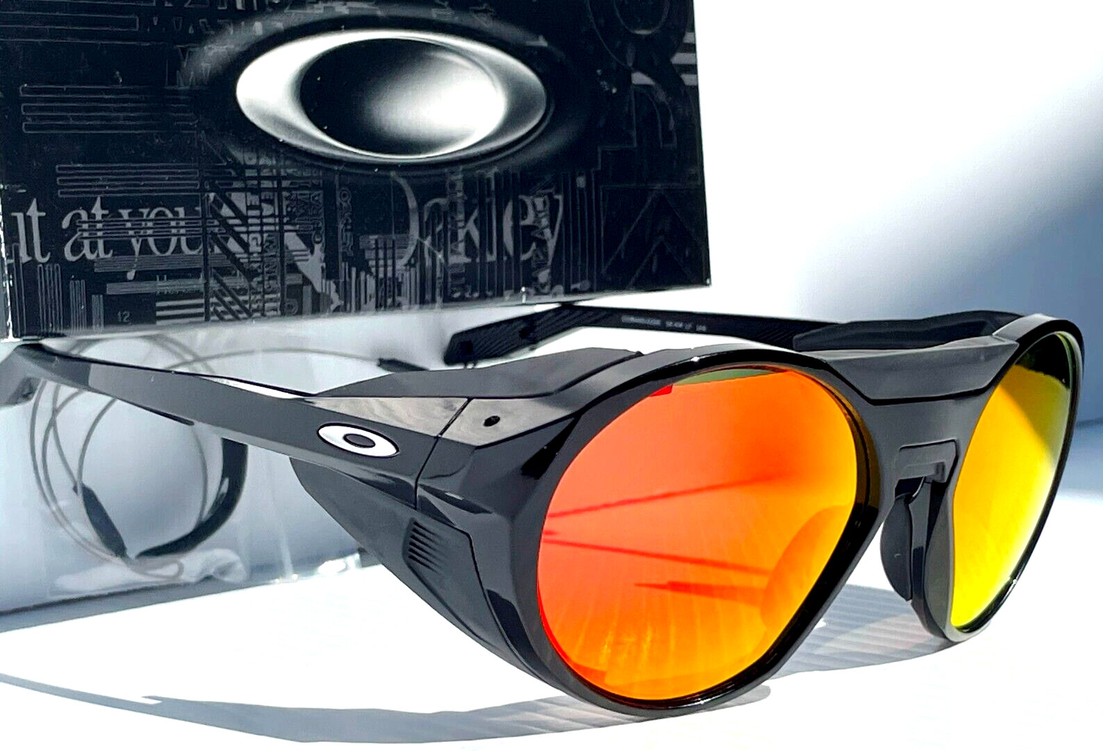 Oakley CLIFDEN Polished Black Round POLARIZED Galaxy Ruby Lens Sunglass 9440
