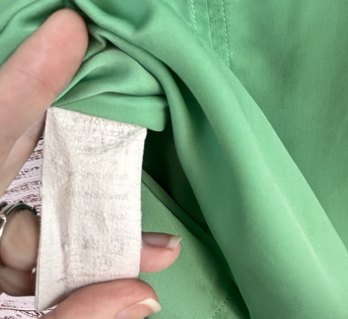 Espaco Green Tank Top S Trapeze Silky Minimalist Boho Racer Back Avant Garde