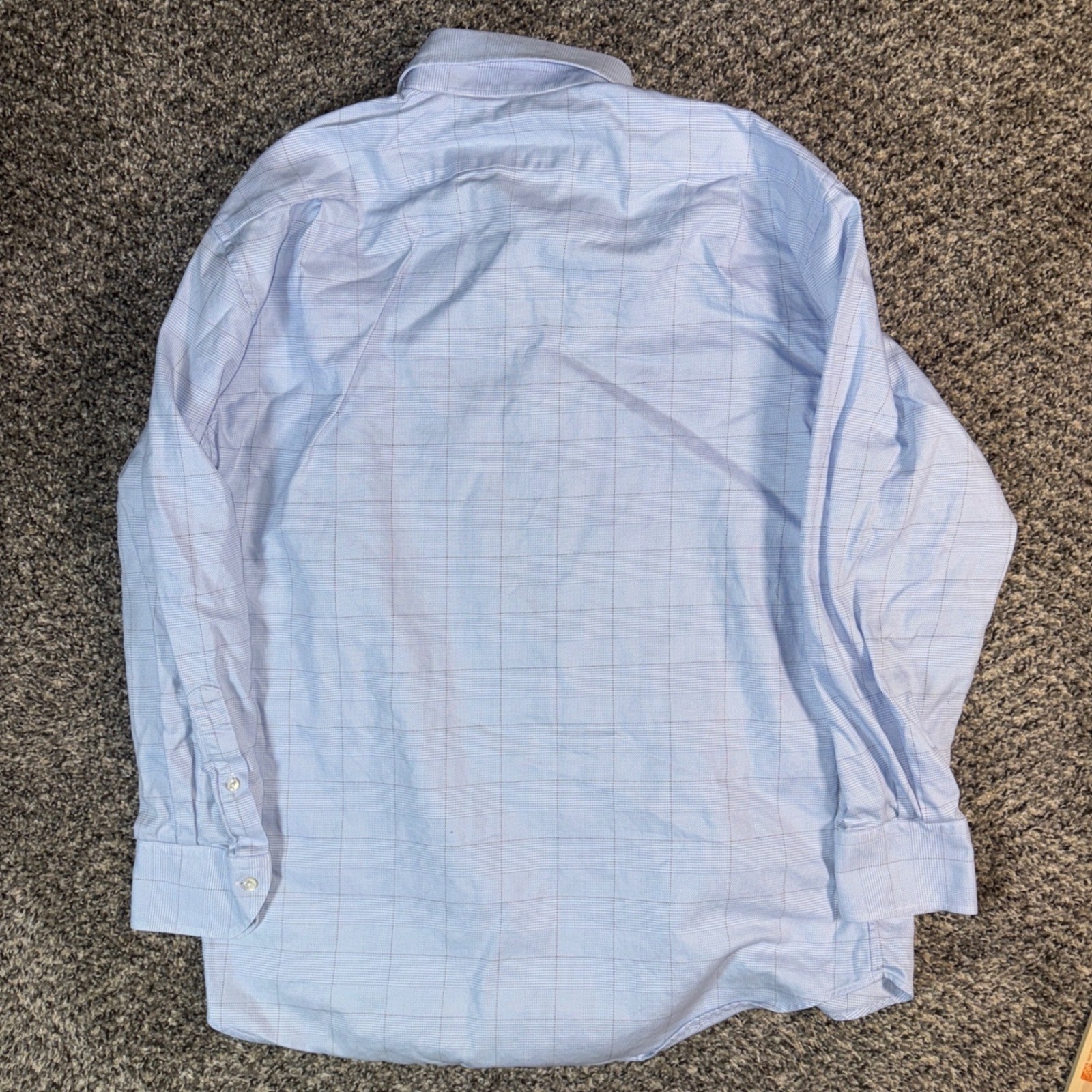 Stenstroms 16.5 42 Mens Blue Check Twofold Super Cotton Fitted Body Dress Shirt