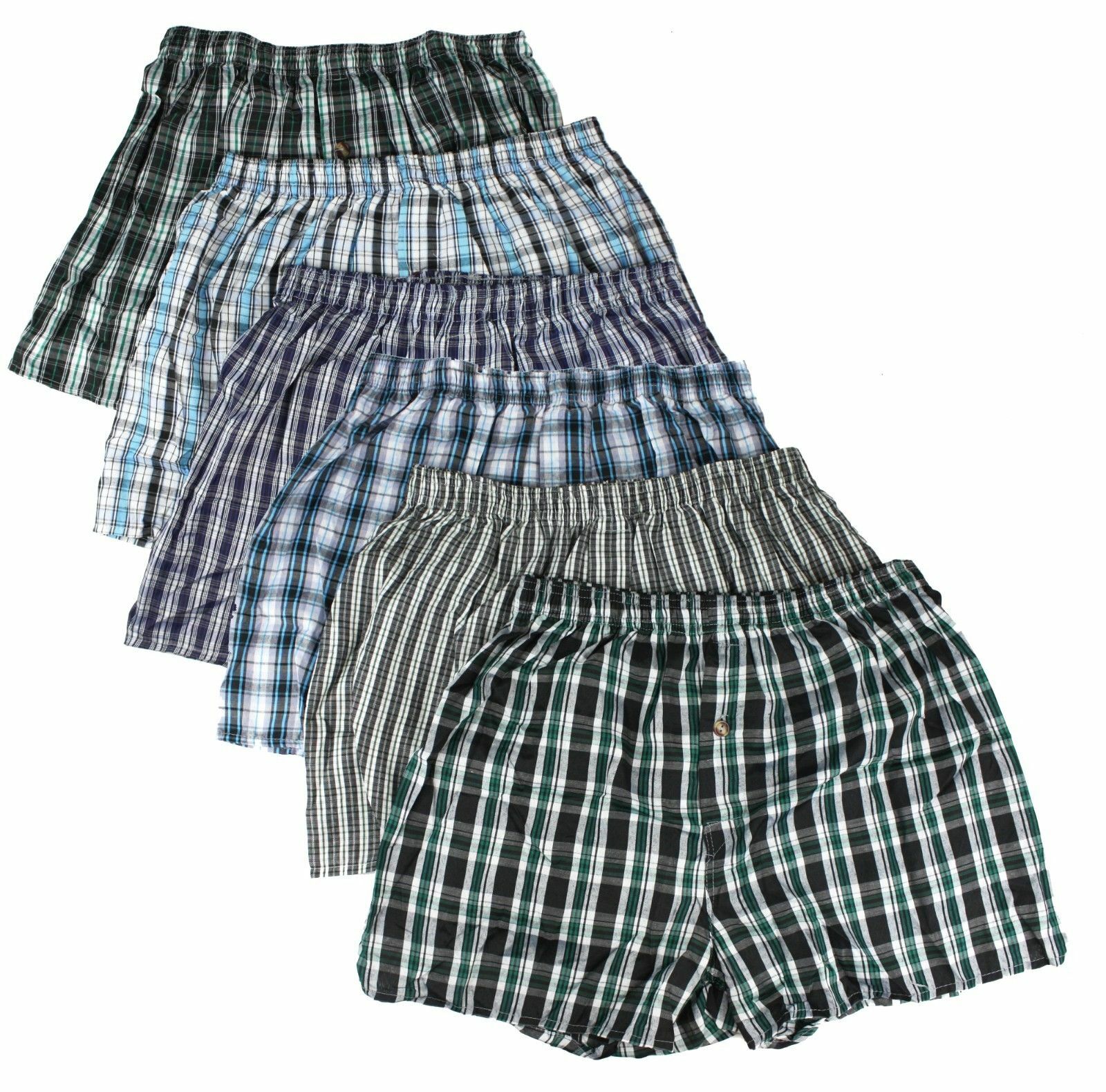 3-12 pack Men’s Checker Plaid Shorts Assorted Cotton Boxers Trunks Underwear