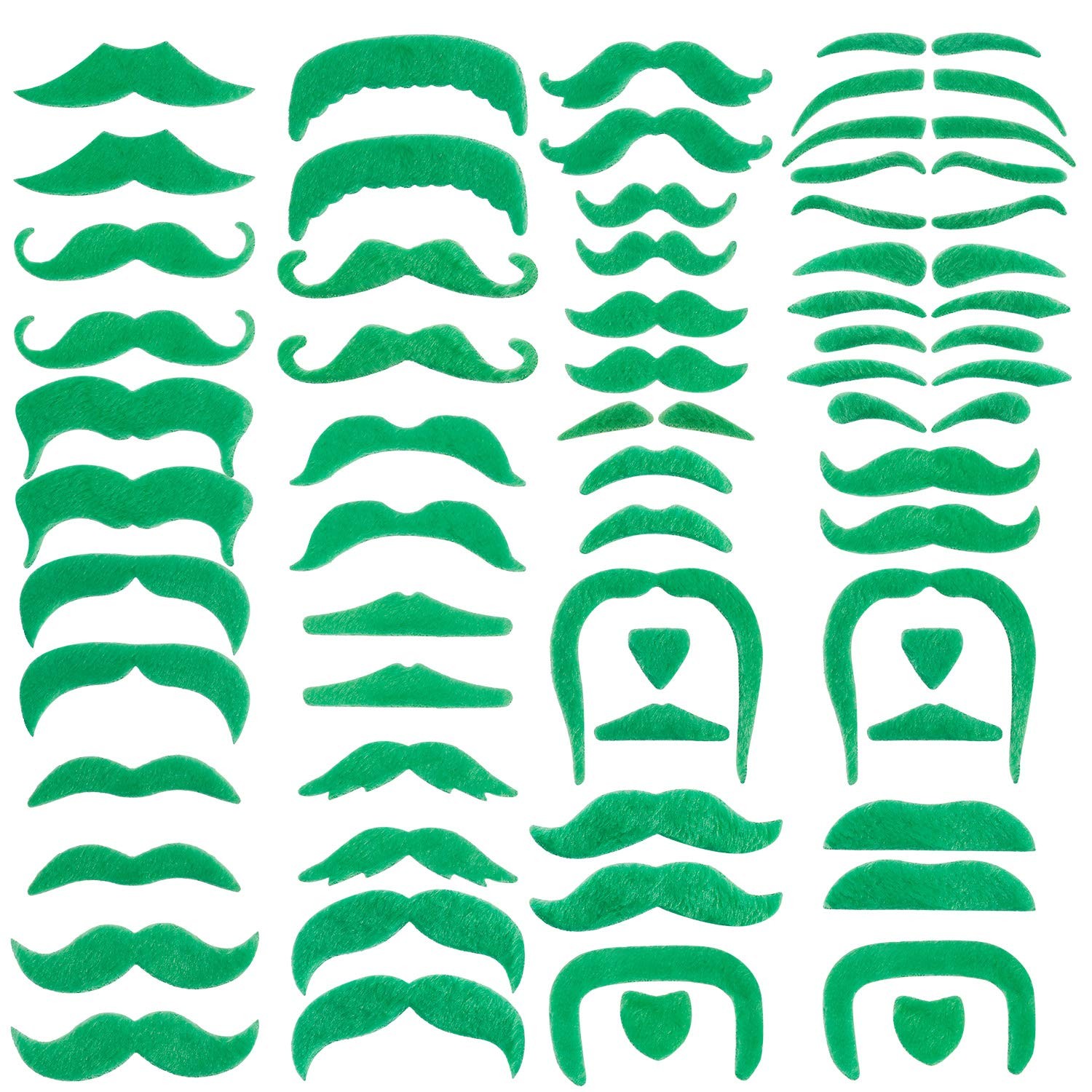 Tatuo 68 Pcs Fake Eyebrows and Mustaches Self Adhesive as picture show, Green