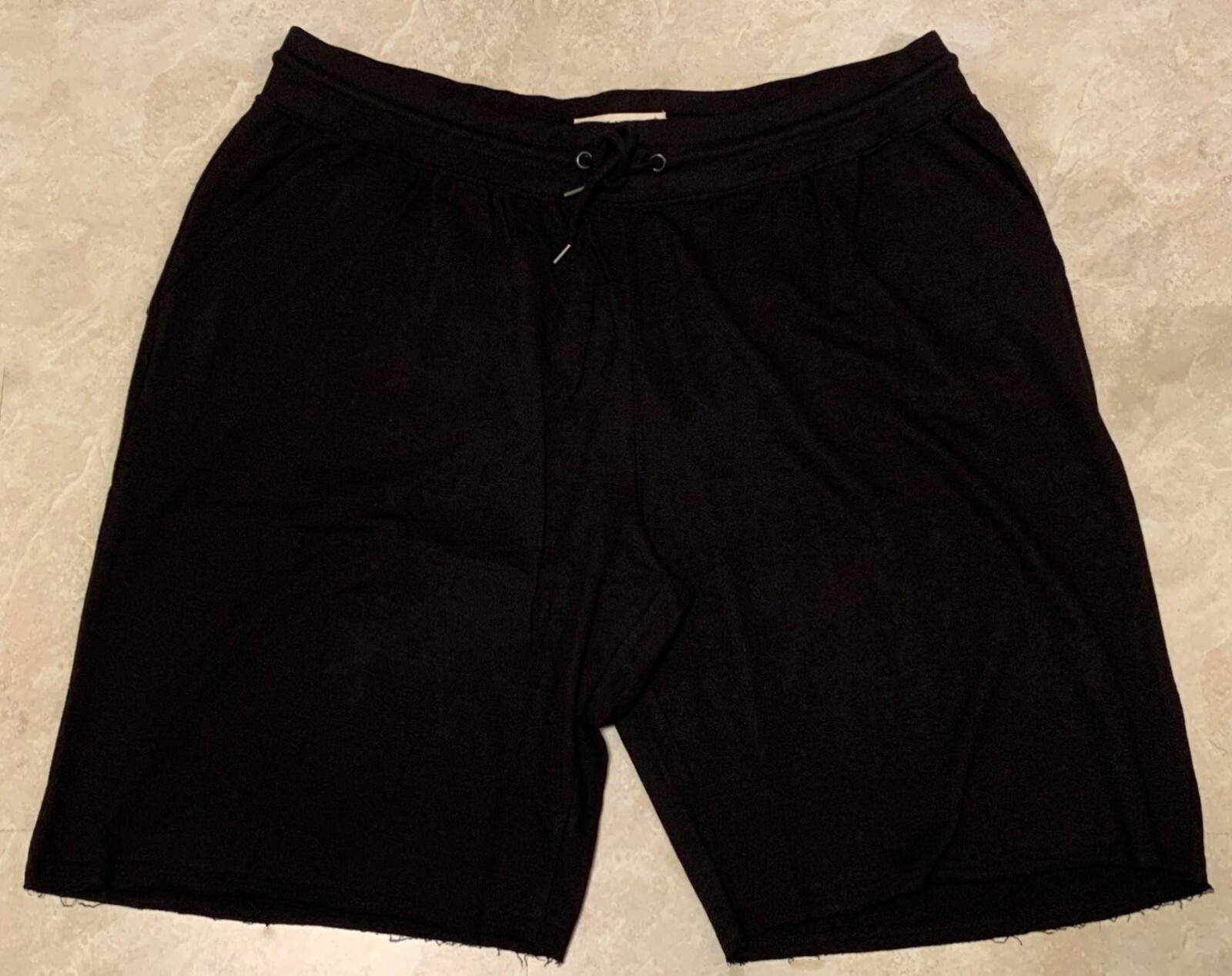 Big Men’s French Terry Elastic Waist Shorts ((Distressed Hem) 4XL-5XL-6XL