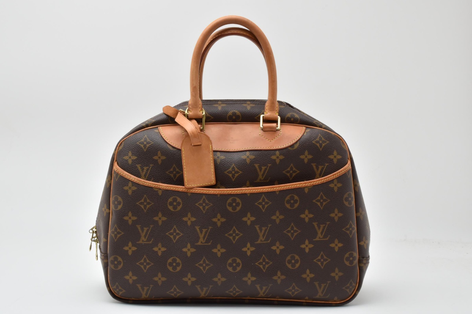 LOUIS VUITTON LV Logo Deauville Hand Bag Tote Bag Monogram Leather Brown M47270