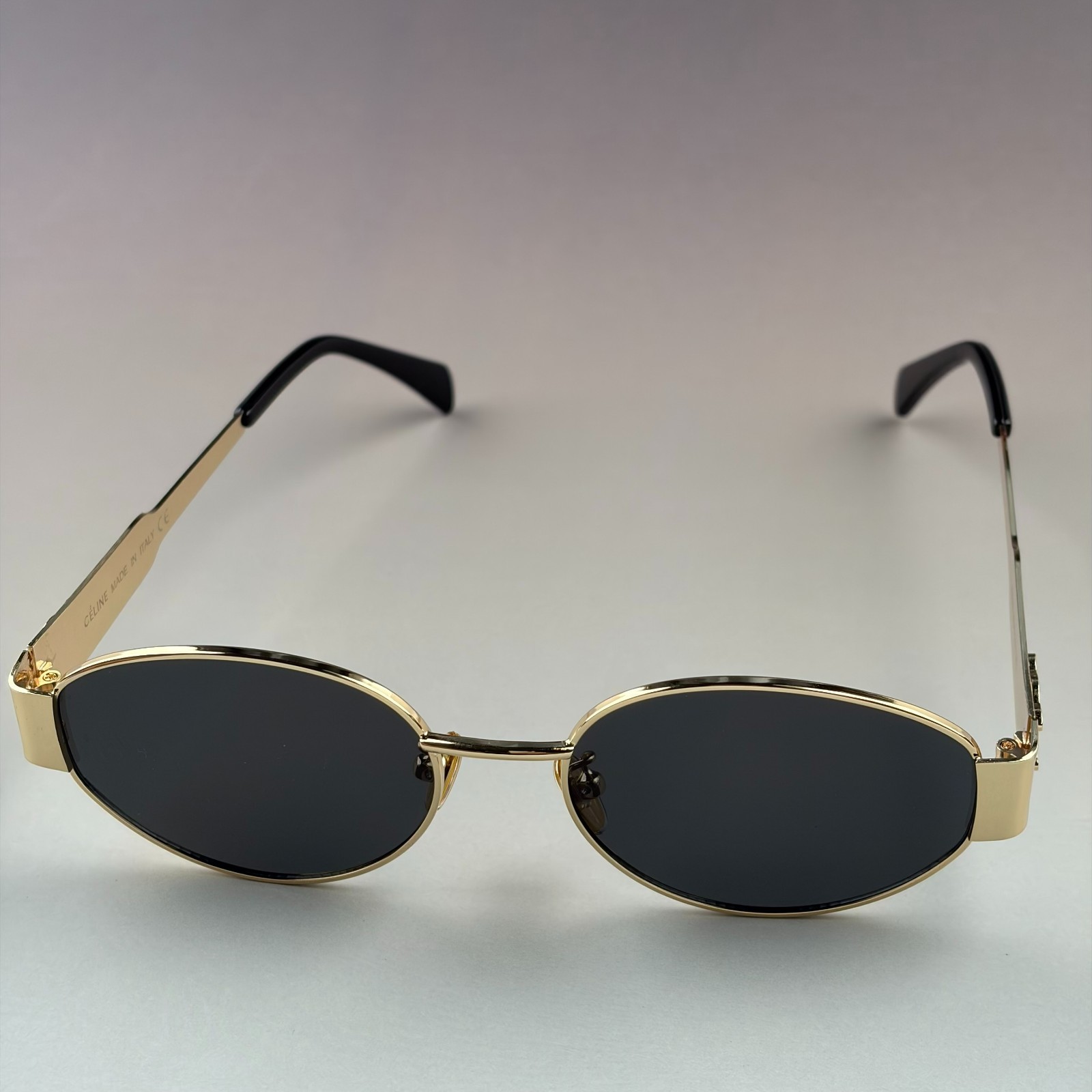 New In Box – Celine Women Men Sunglasses Triomphe Gold Metal Oval Frame Driving