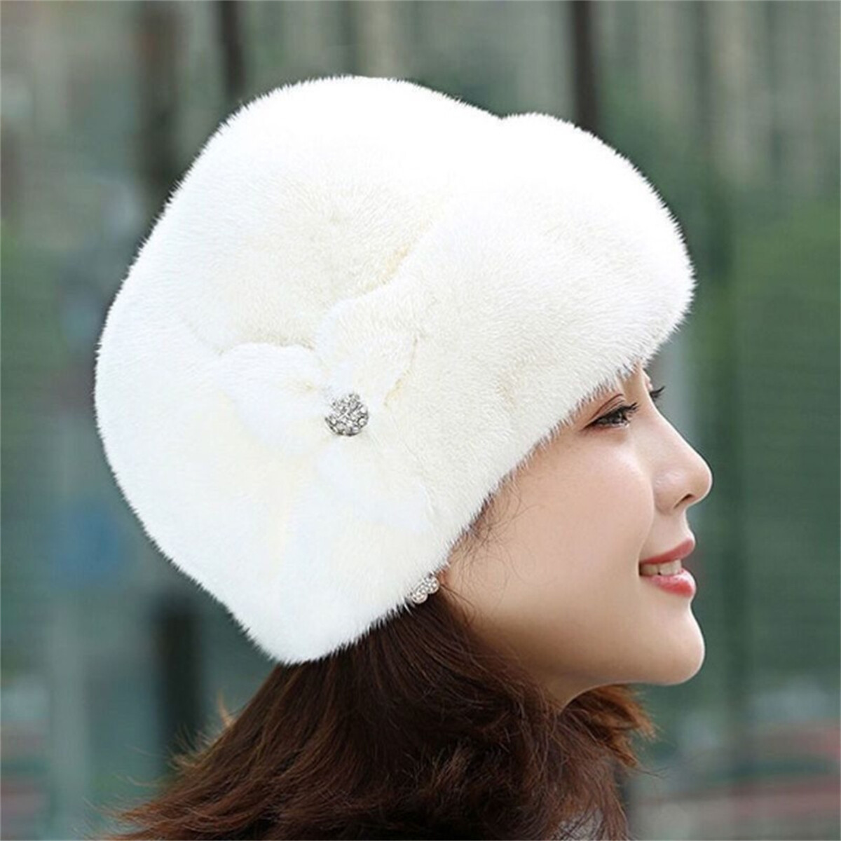 Women Winter Russian Fluffy Hats Faux Fur Headband Hat Thick Ear Warm Ski Cap