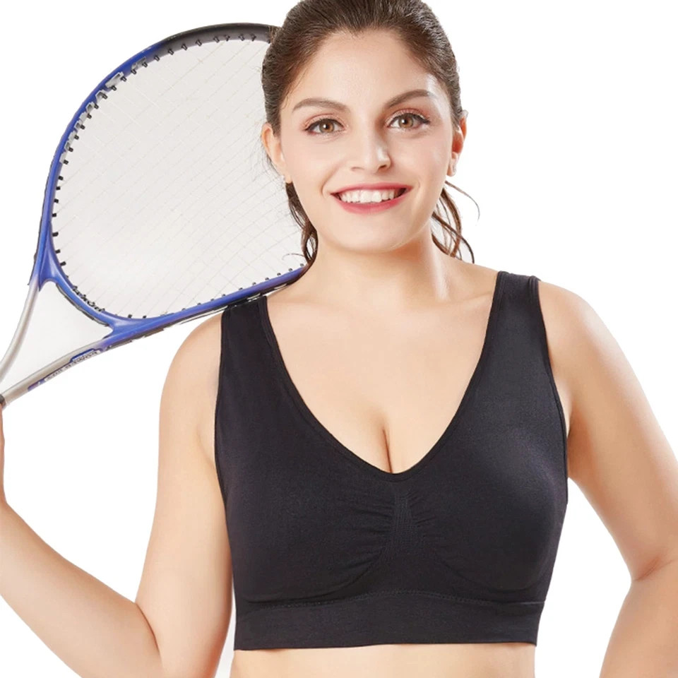 Sport Bras Seamless Wire-Free Light Support Tank Sports Yoga Sleep Bra 3 Pack US