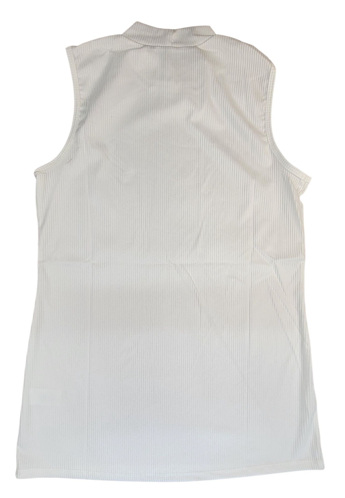 White Birch Long Top Sleeveless Knit White Ribbed Polyester Spandex Womens M New