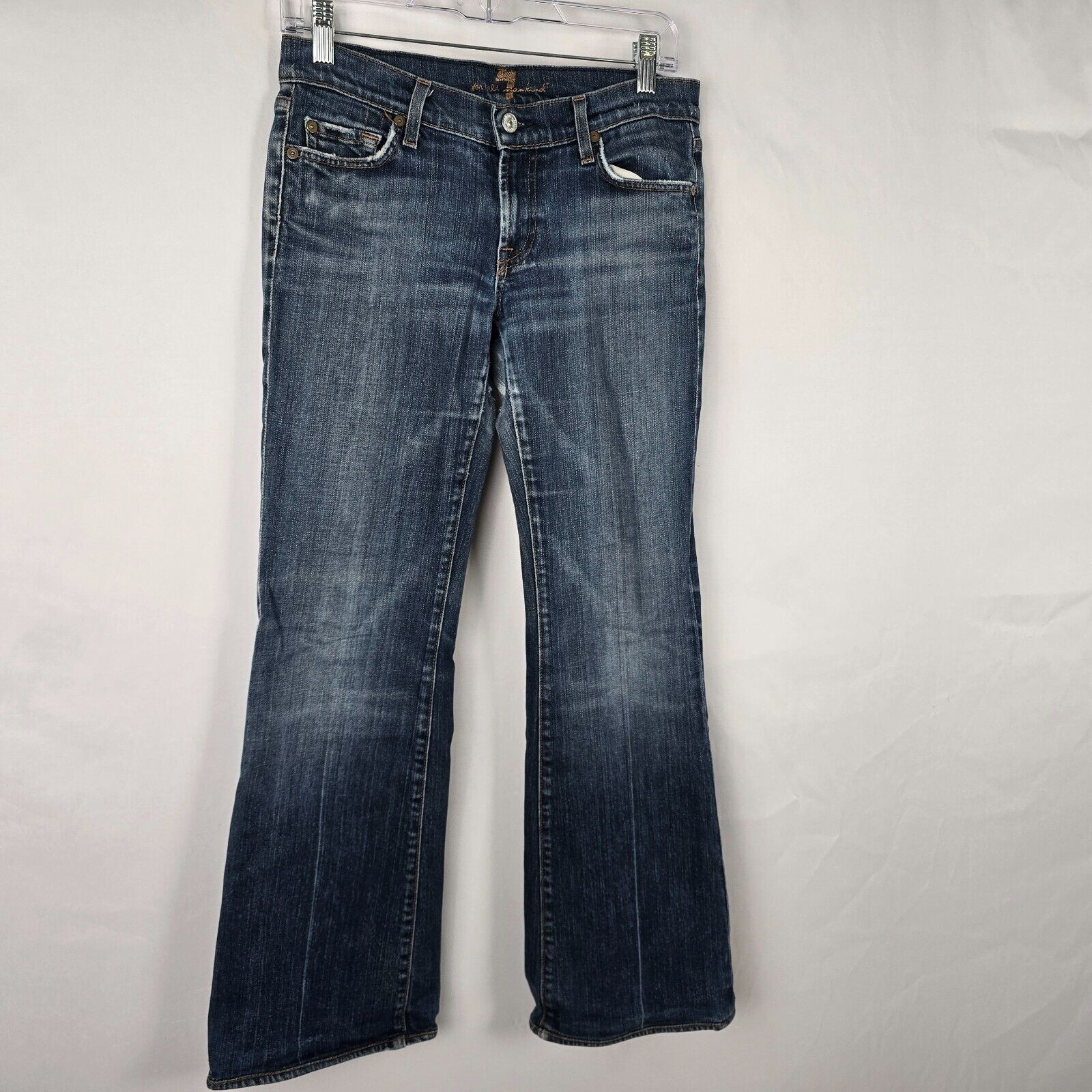 7 For All Mankind Jeans Women’s 28 Blue Flare Medium Wash Slight Distress