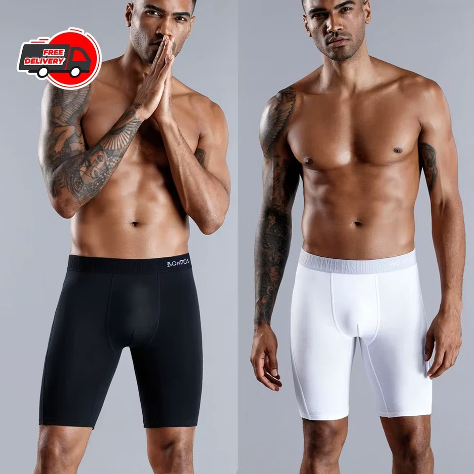 Men’s Long Leg Cotton Boxer Shorts Soft Stretch Breathable Premium Underwear
