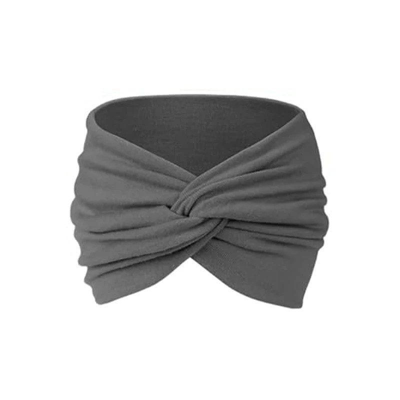 2pc Elastic Wide Headband Cotton Yoga Running Sports Hair Band Turban Headwrap