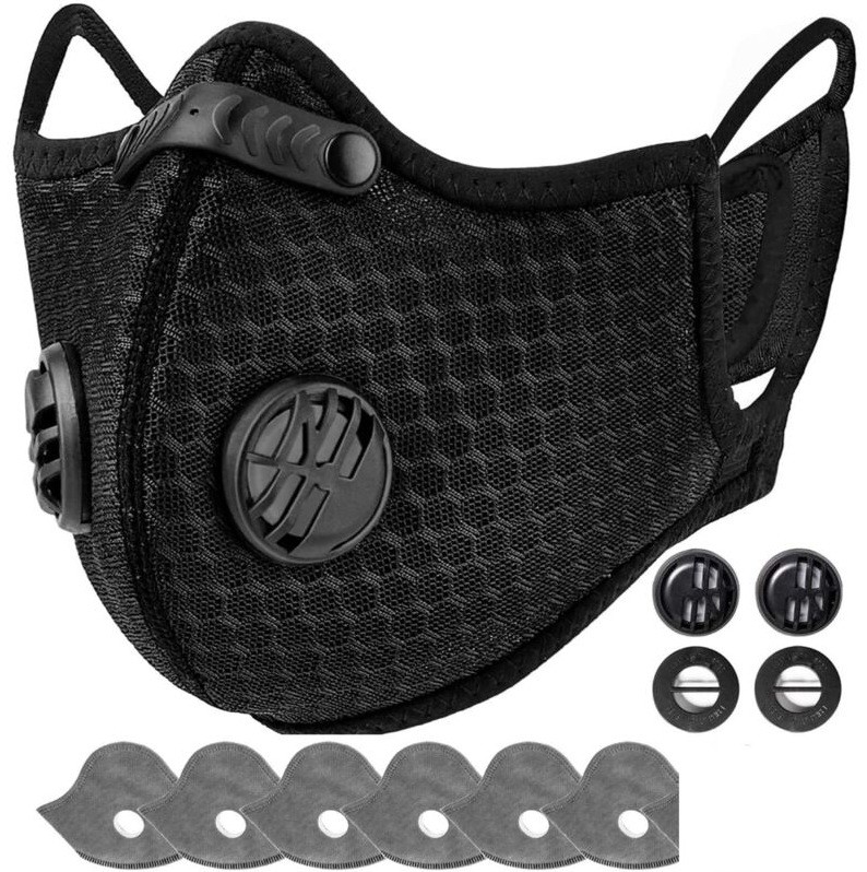 Face Mask with Active Carbon Filter Breathing Valves Reusable Cycling Sport Mesh