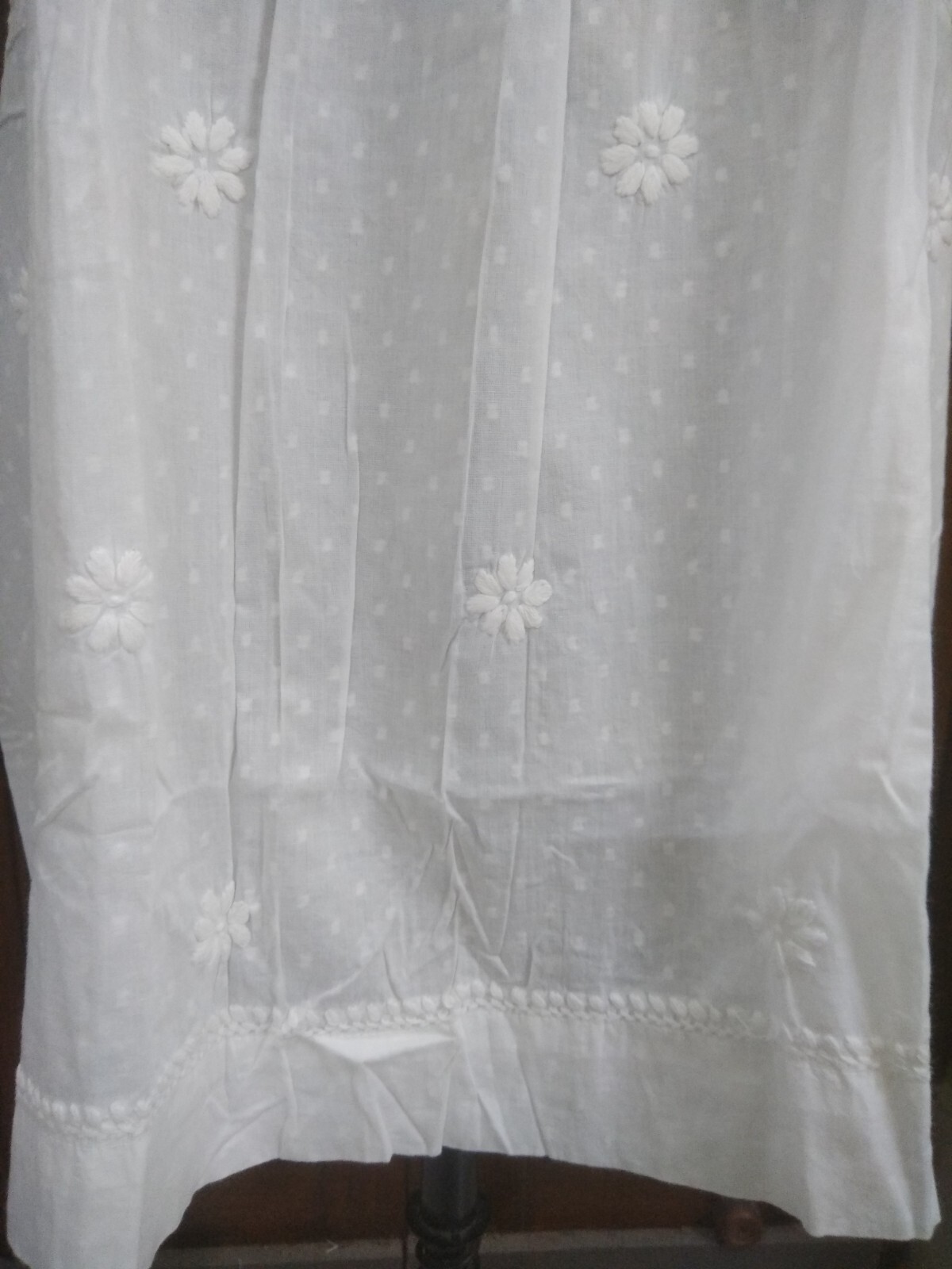 100% COTTON DOTED FABRIC XL 44 HANDMADE ETHNIC TOP KURTA KURTI CHIKAN EMBROIDERY