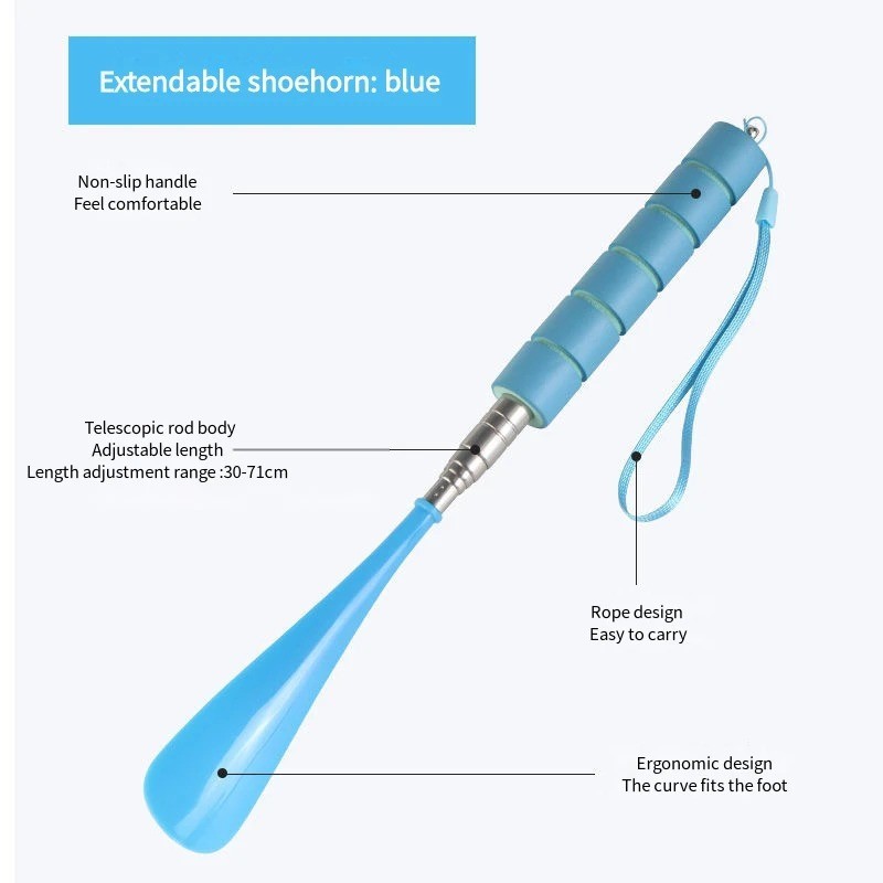 28in Extra Long Stainless Steel Shoe Horn Long Handle Metal Easy Slip Aid Tool