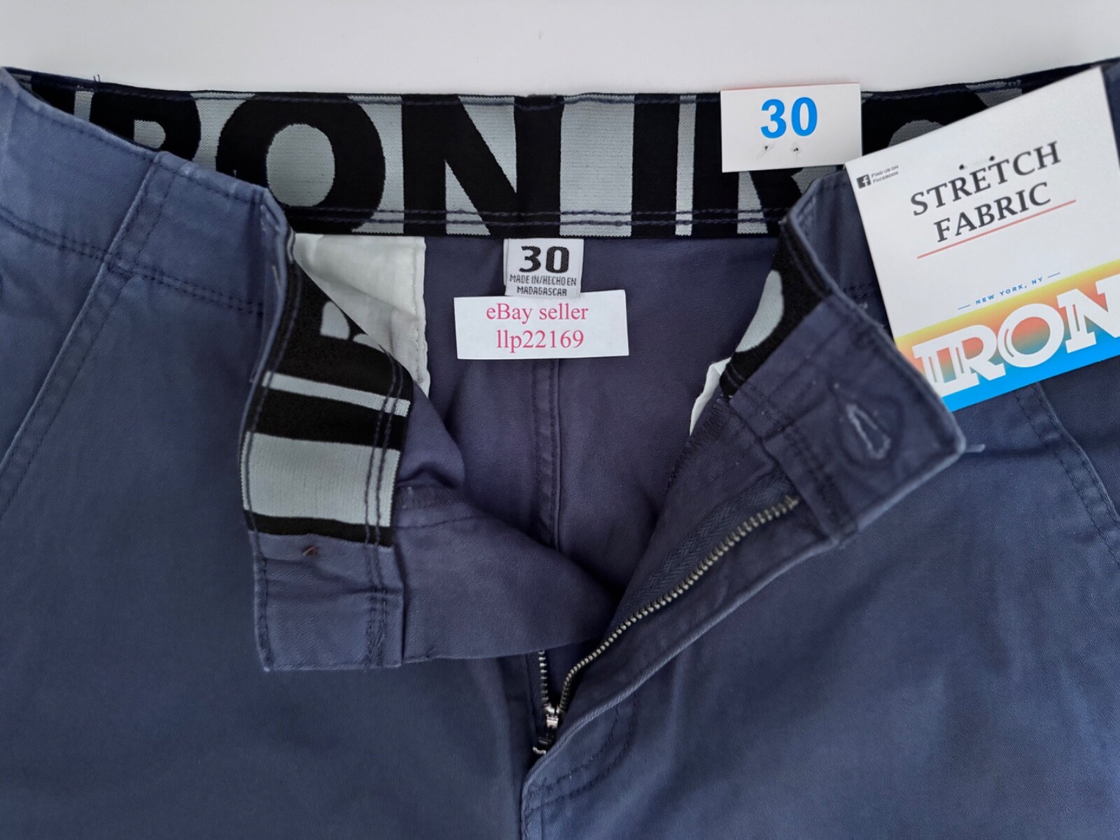 IRON CO Men’s Stretch Shorts (SIZE 30) Flex Waist Flat Front LAKE BLUE New Tag!