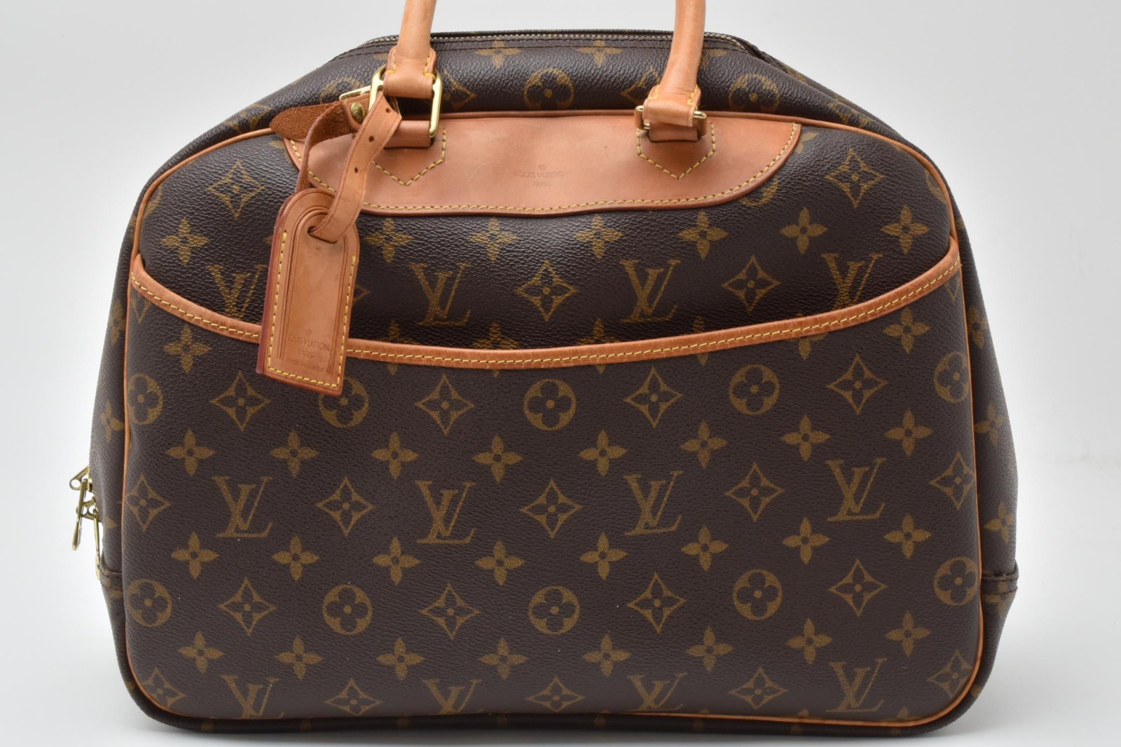 LOUIS VUITTON LV Logo Deauville Hand Bag Tote Bag Monogram Leather Brown M47270