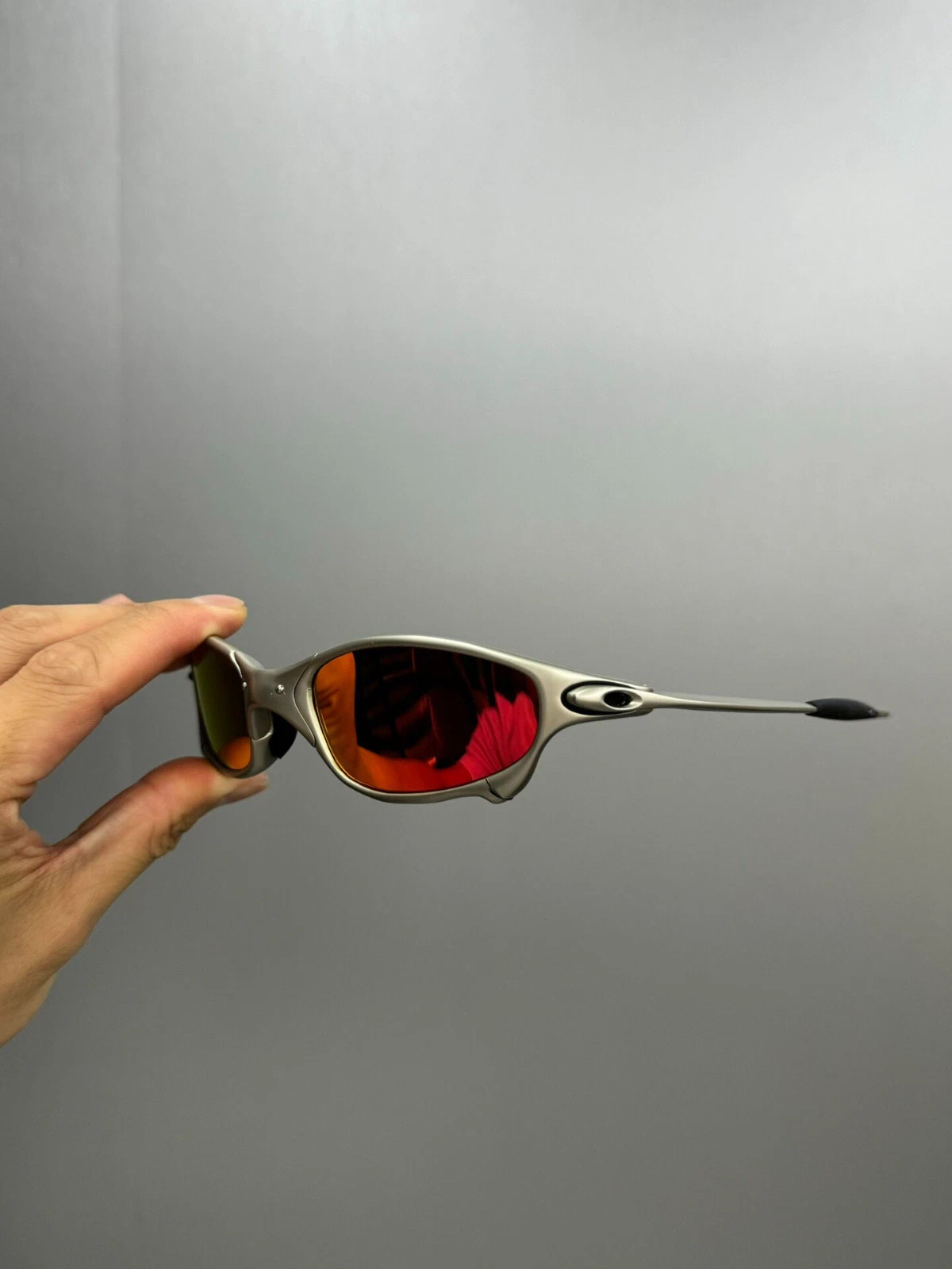 Vintage Oakley Juliet 1.0 X-Metal Polarized Sunglasses Red Lens Silver Frames