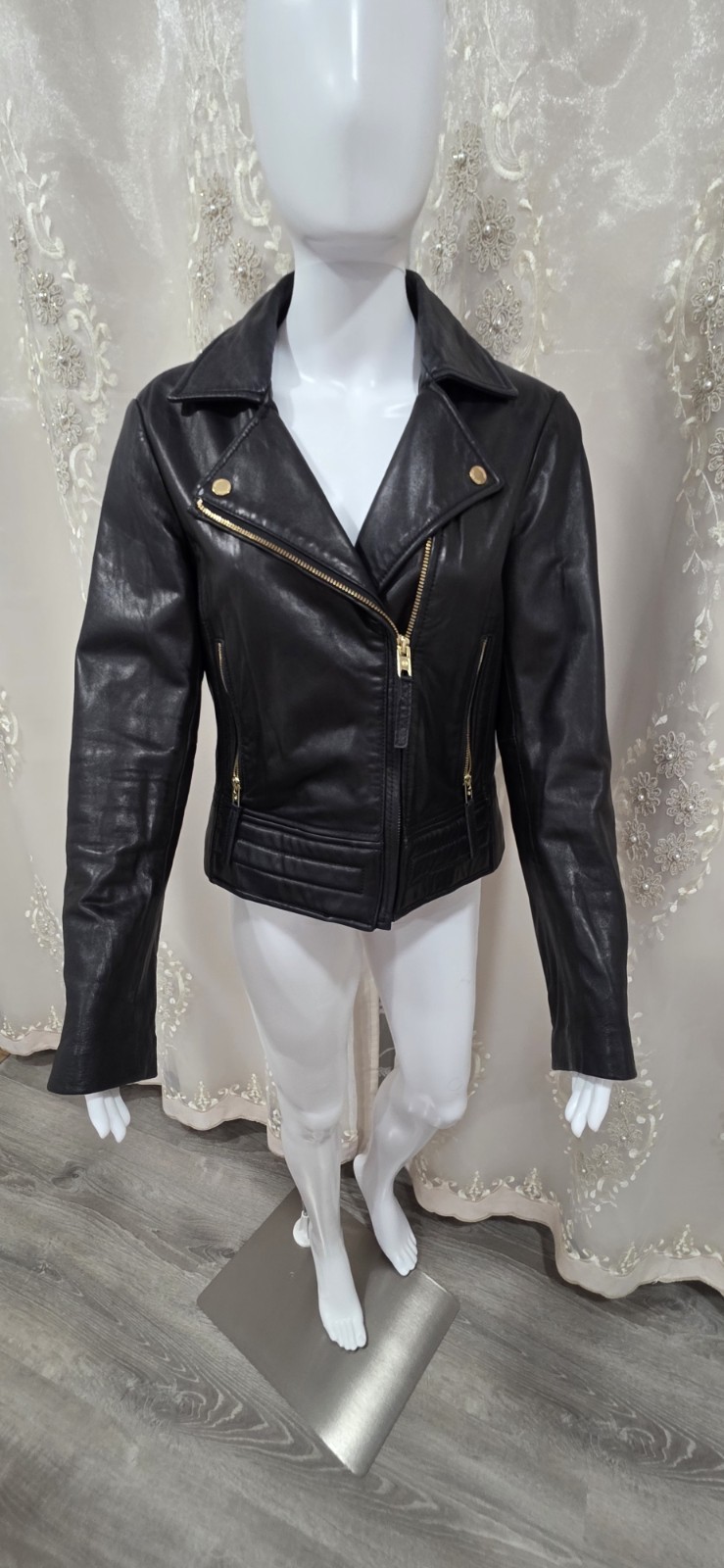 Michael Michael Kors Women’s Black Biker Moto Jacket Full Zip Lined Size M