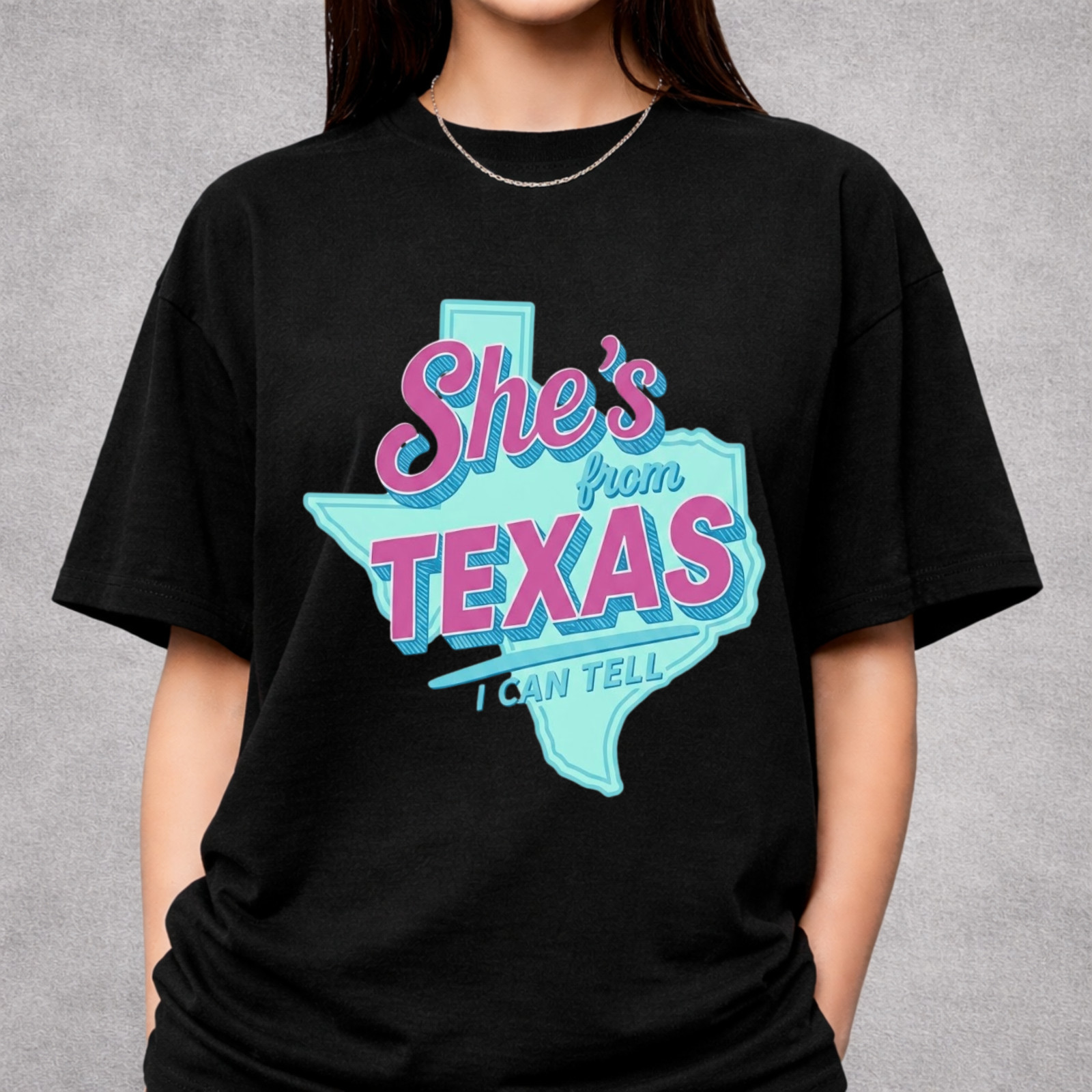 She’s From Texas I Can Tell Shirt, Retro Texas Map Graphic, Western Boho Tee