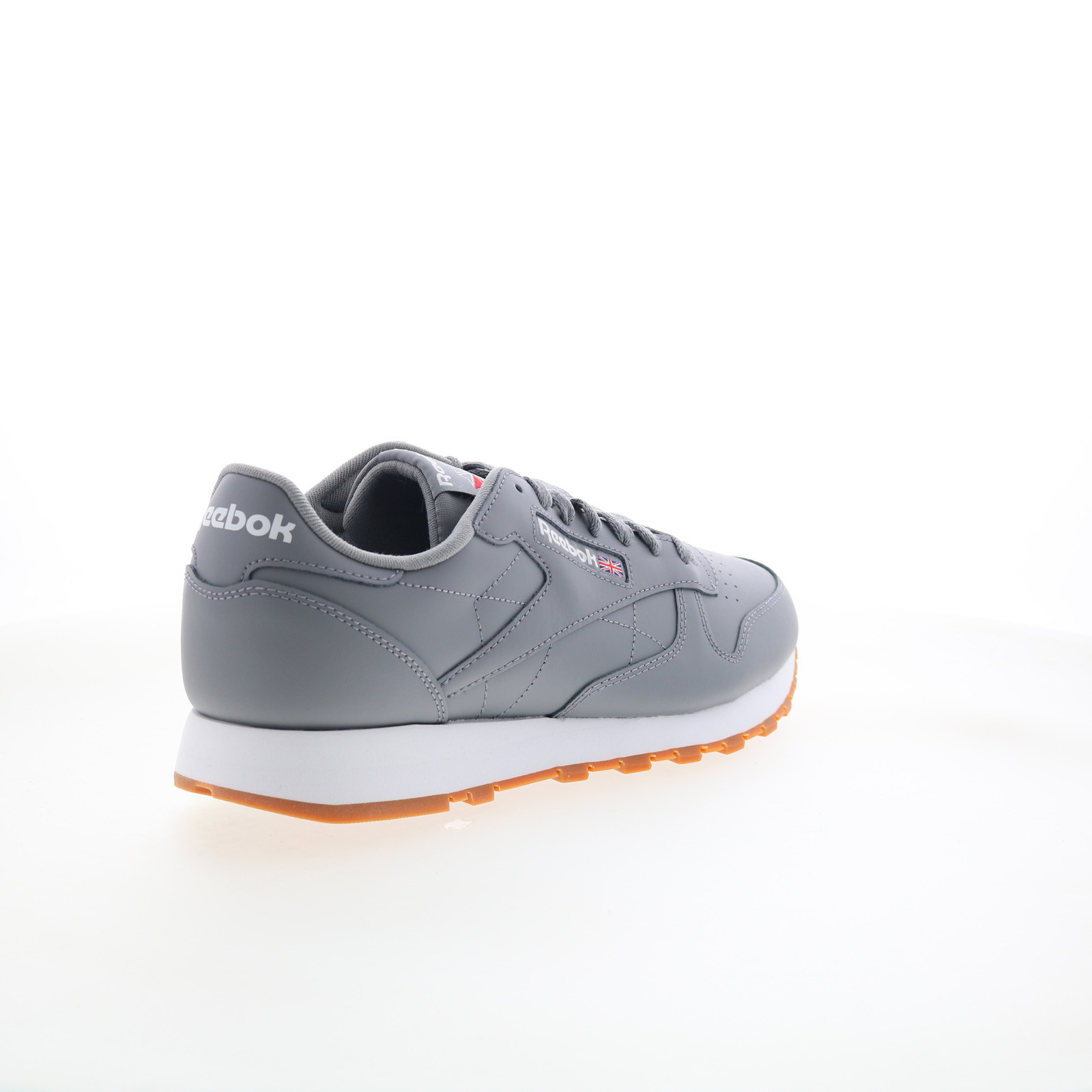 Reebok Classic Leather Mens Gray Leather Lace Up Lifestyle Sneakers Shoes