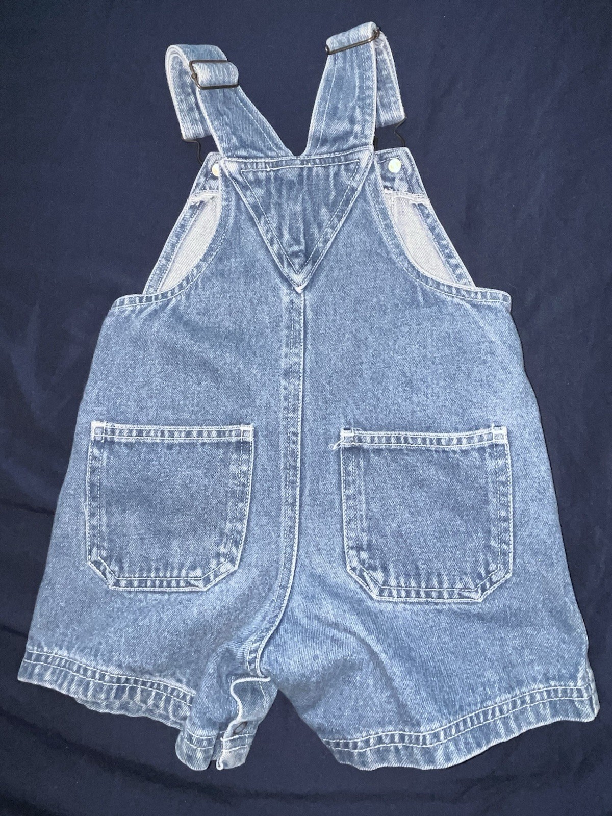 Baby Denim Shortalls Overall One-Piece Blue 18 Months Embroidered Cotton