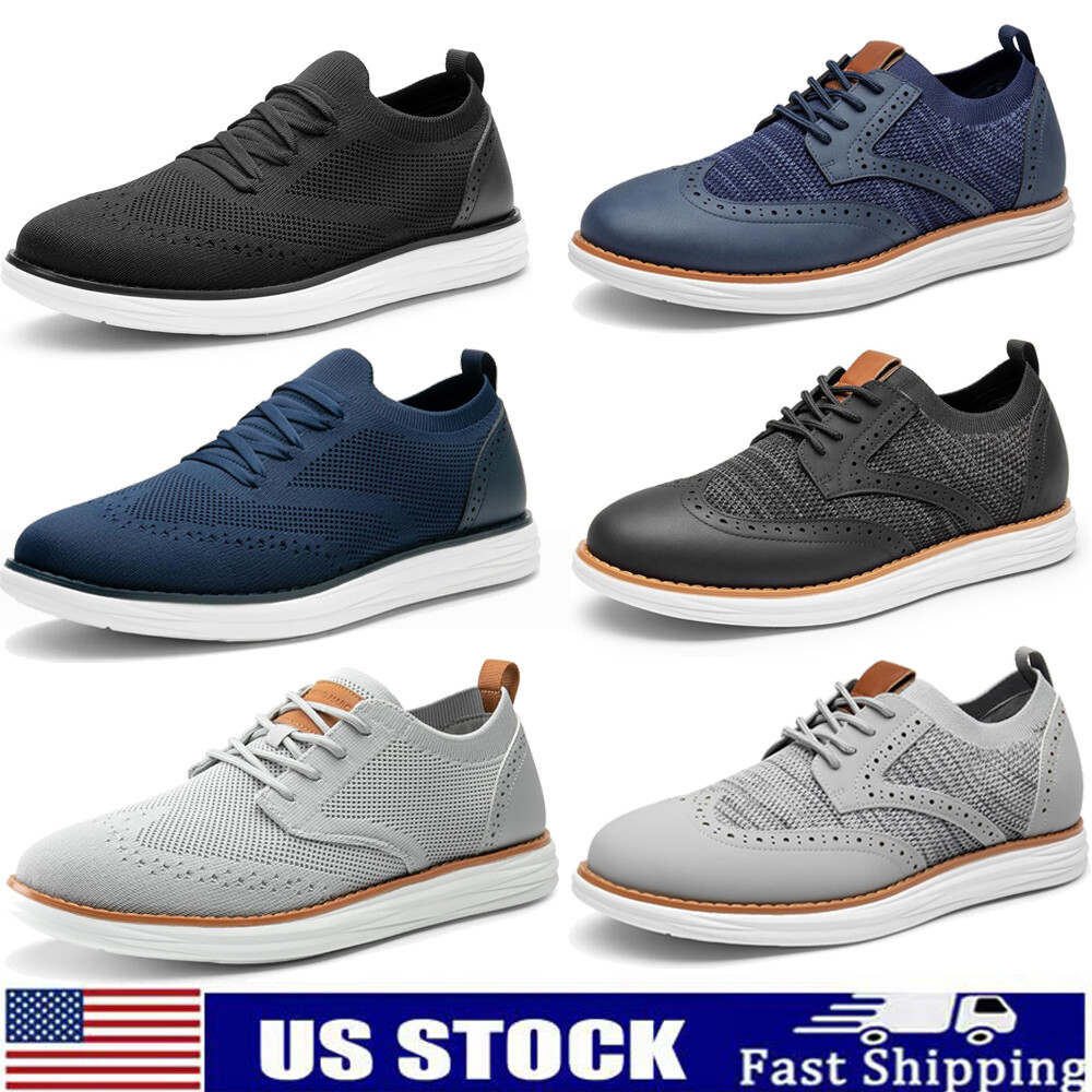 Bruno Marc Men’s Mesh Oxfords Sneakers Dress Lace-Up Lightweight Walking Shoes