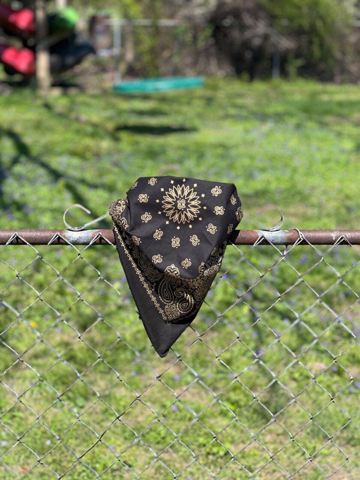 Black/Gold Paisley Bandanna, 22″x22″, Made in India, Hav-A-Hank