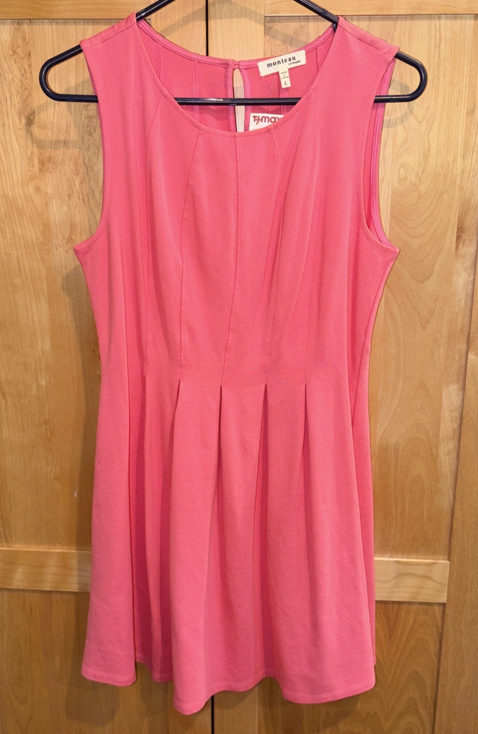 NWT! Monteau Coral Pink Pleated Dress Size L – Coquette/ Summer Minimalist Style