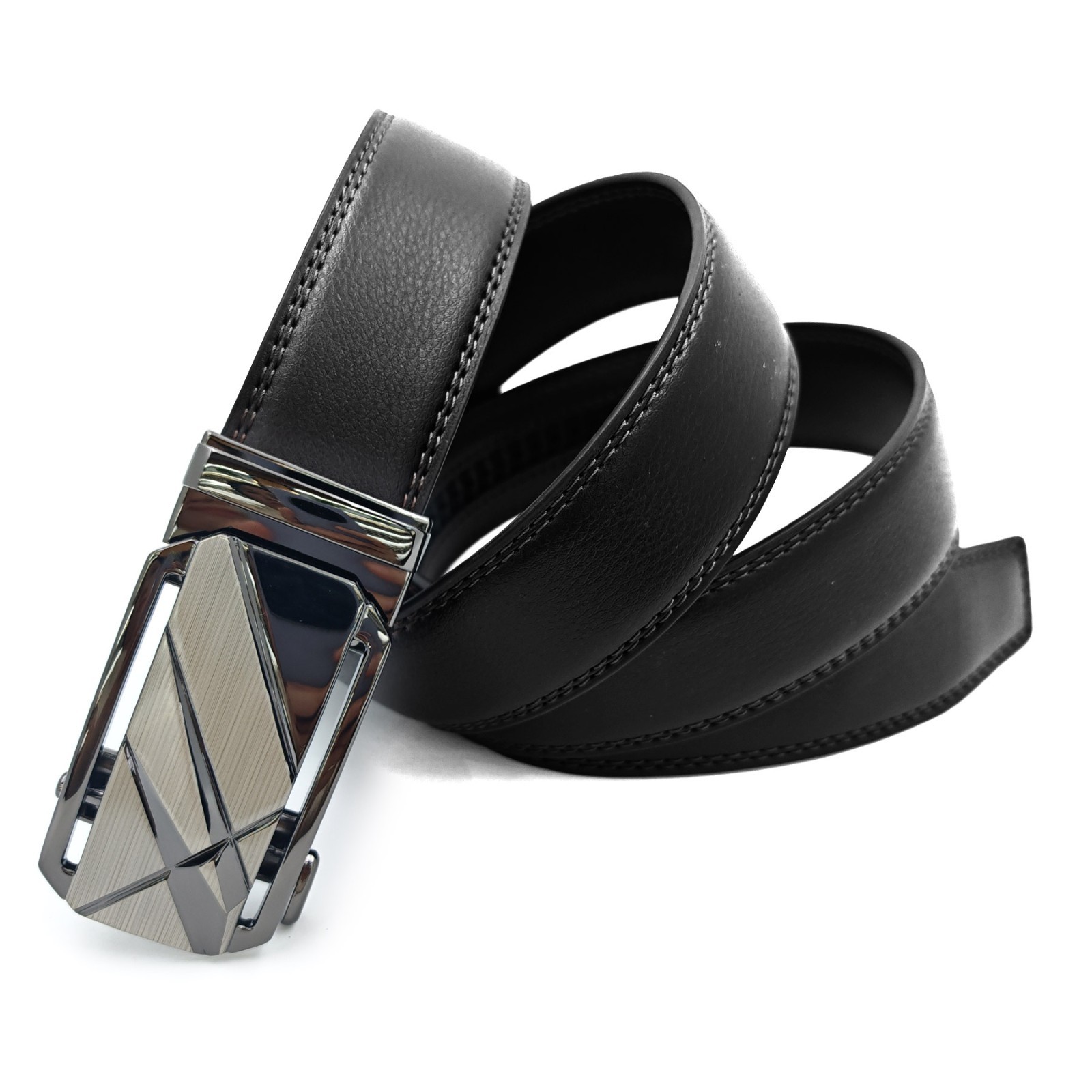 Genuine Leather Mens Ratchet Belt Belts For Man Adjustable Automatic Buckle